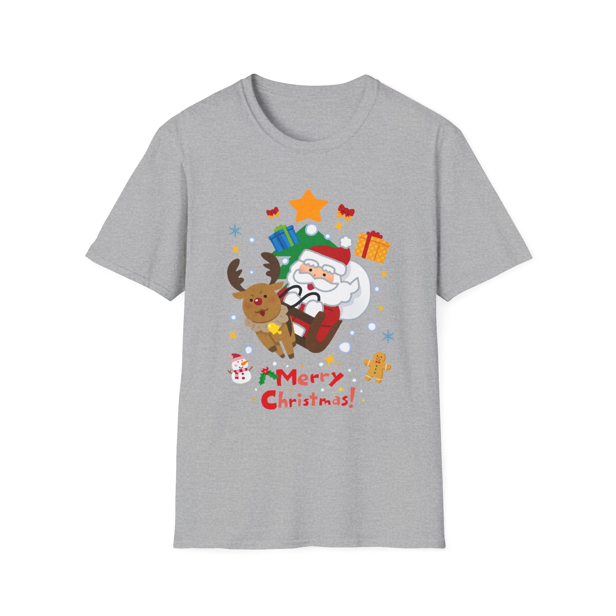 Festive Santa T-Shirt with Merry Christmas Design, Unisex Holiday Tee, Christmas Gift, Family Gathering Apparel, Cozy Winter Wear