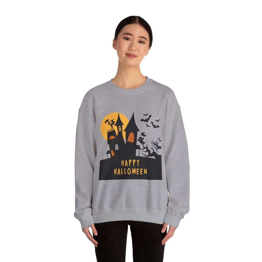 Halloween Haunted House Sweatshirt, Cozy Fall Wardrobe, Unisex Pullover, Spooky Season, Halloween Gift Idea, Festival Apparel