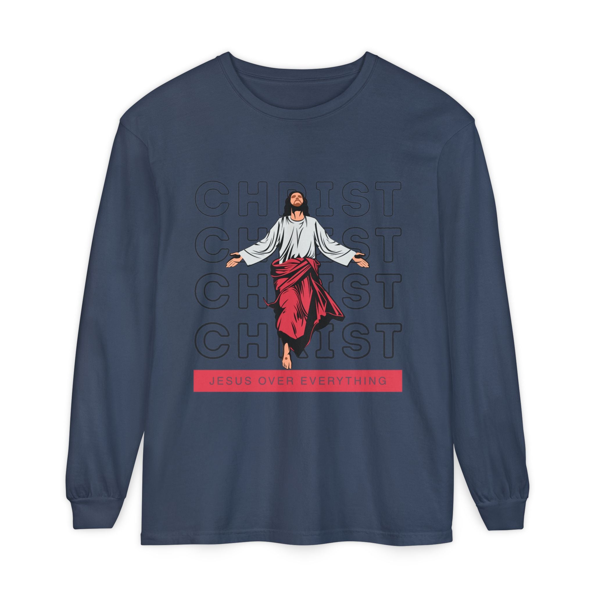 Unisex Long Sleeve T-Shirt - Jesus Over Everything, Christian Apparel, Faith-Based Gift, Spiritual Wear, Gospel Fashion
