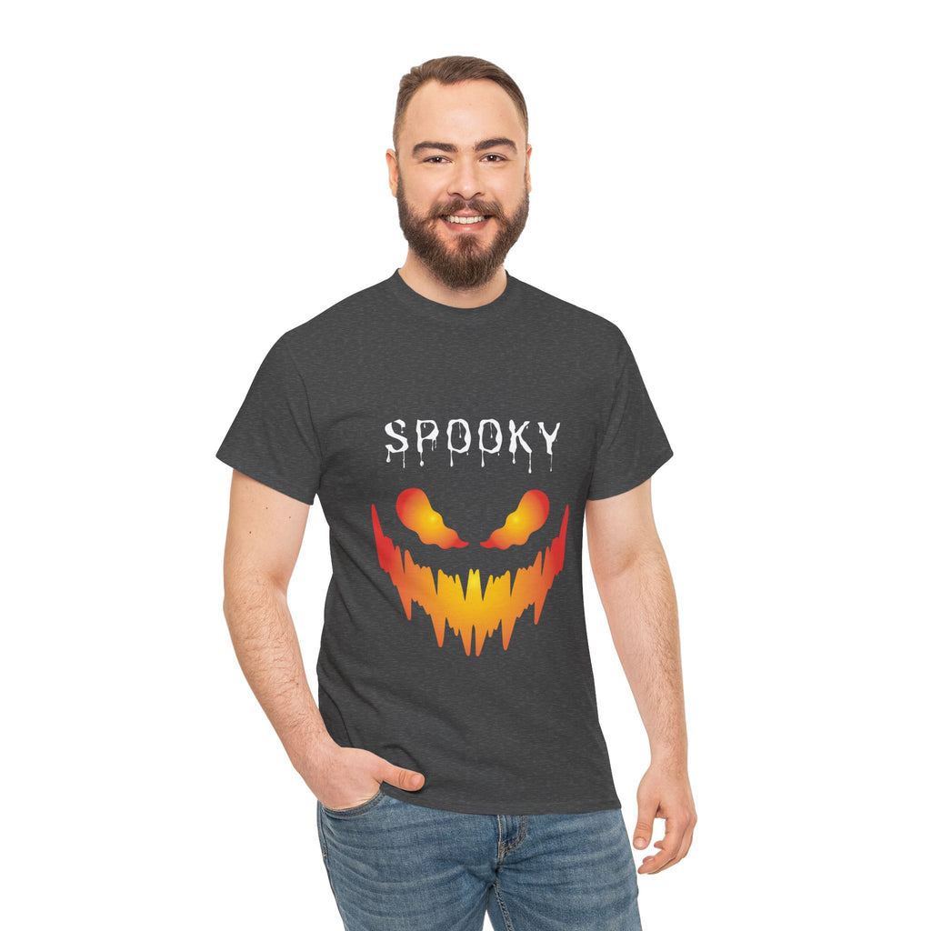 Spooky Unisex Heavy Cotton Tee - Halloween Shirt, Goth Fashion, Casual Wear, Festival Tee, Gift for Horror Fans