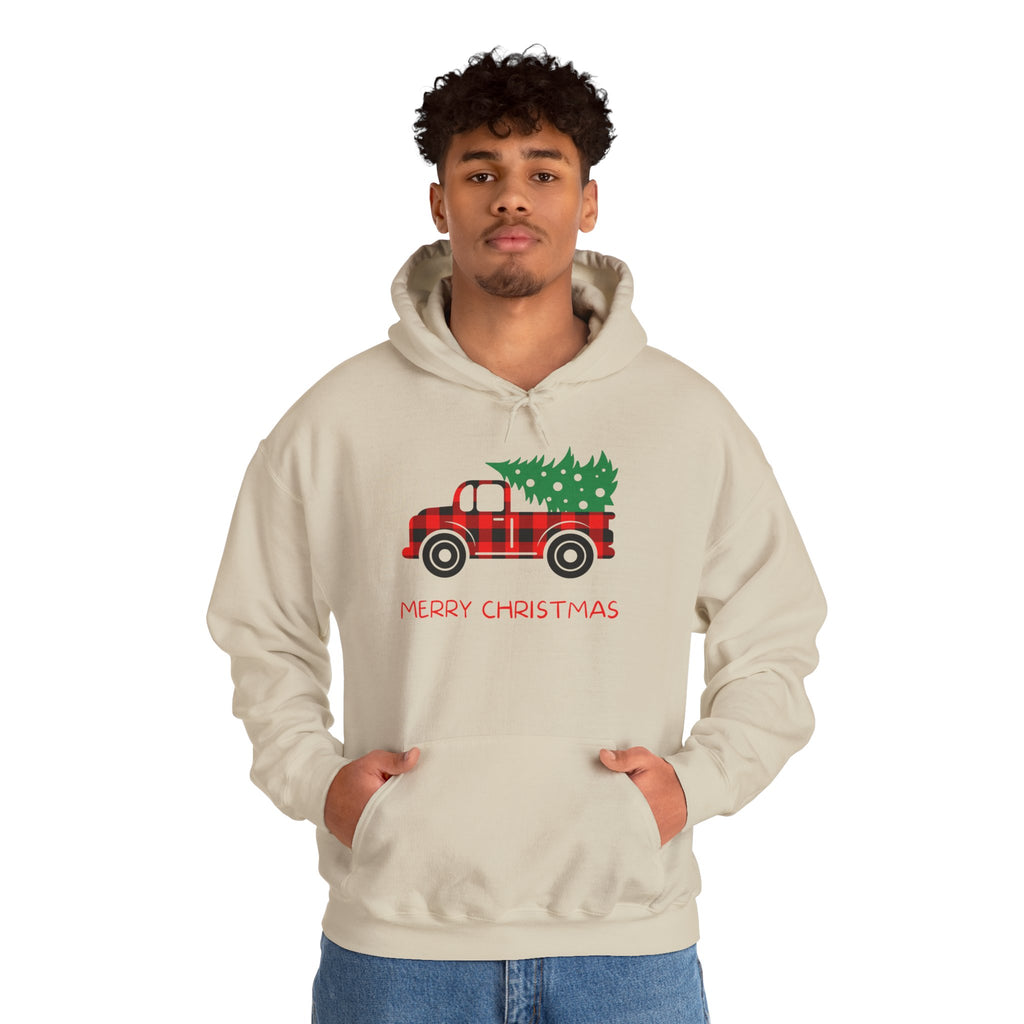 Merry Christmas Truck Hoodie, Festive Sweatshirt, Holiday Gift, Cozy Winter Apparel, Unisex Christmas Wear
