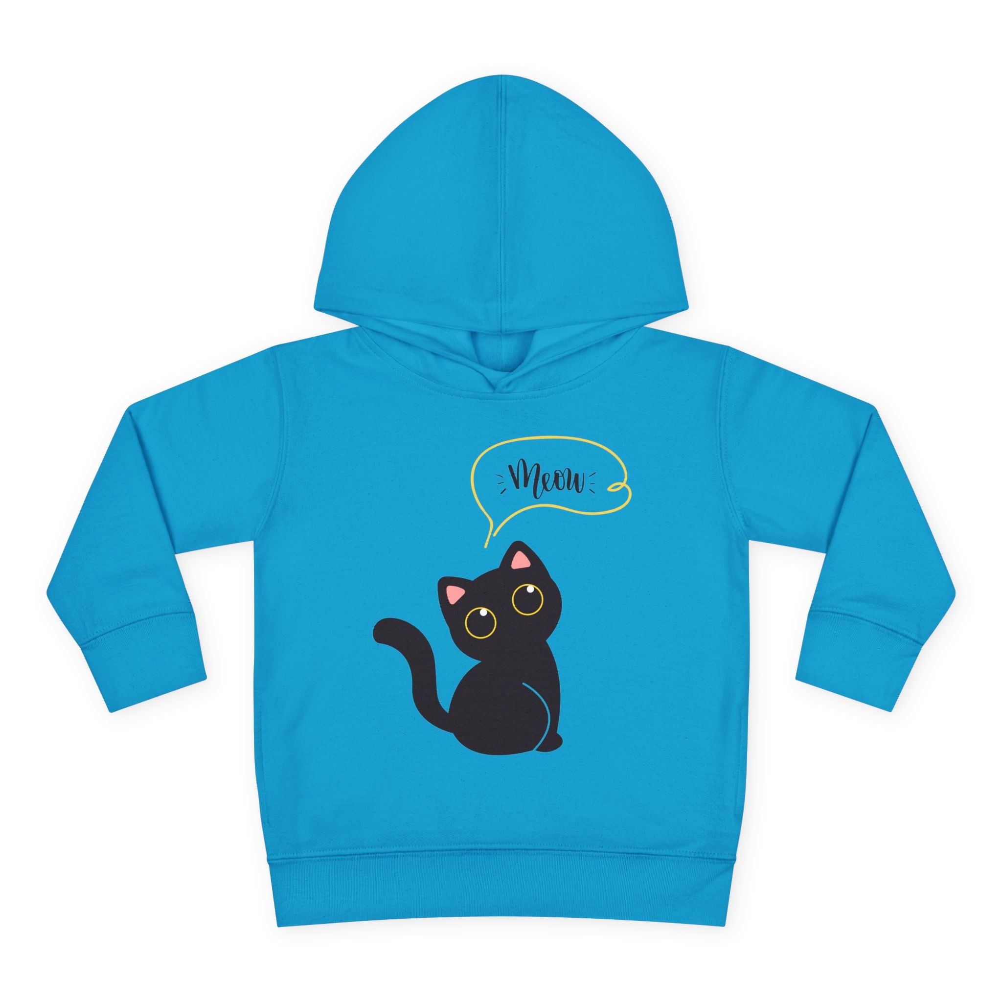Black Cat Toddler Fleece Hoodie, Cute Kids Pullover, Cat Lover Gift, Birthday Present, Cozy Toddler Clothes