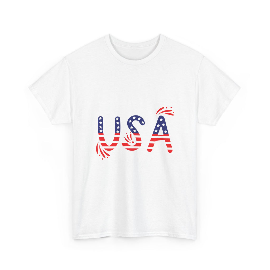 Patriotic USA Tee - Unisex Heavy Cotton T-Shirt for Independence Day, Barbecues, Festivals, Casual Wear, Gift