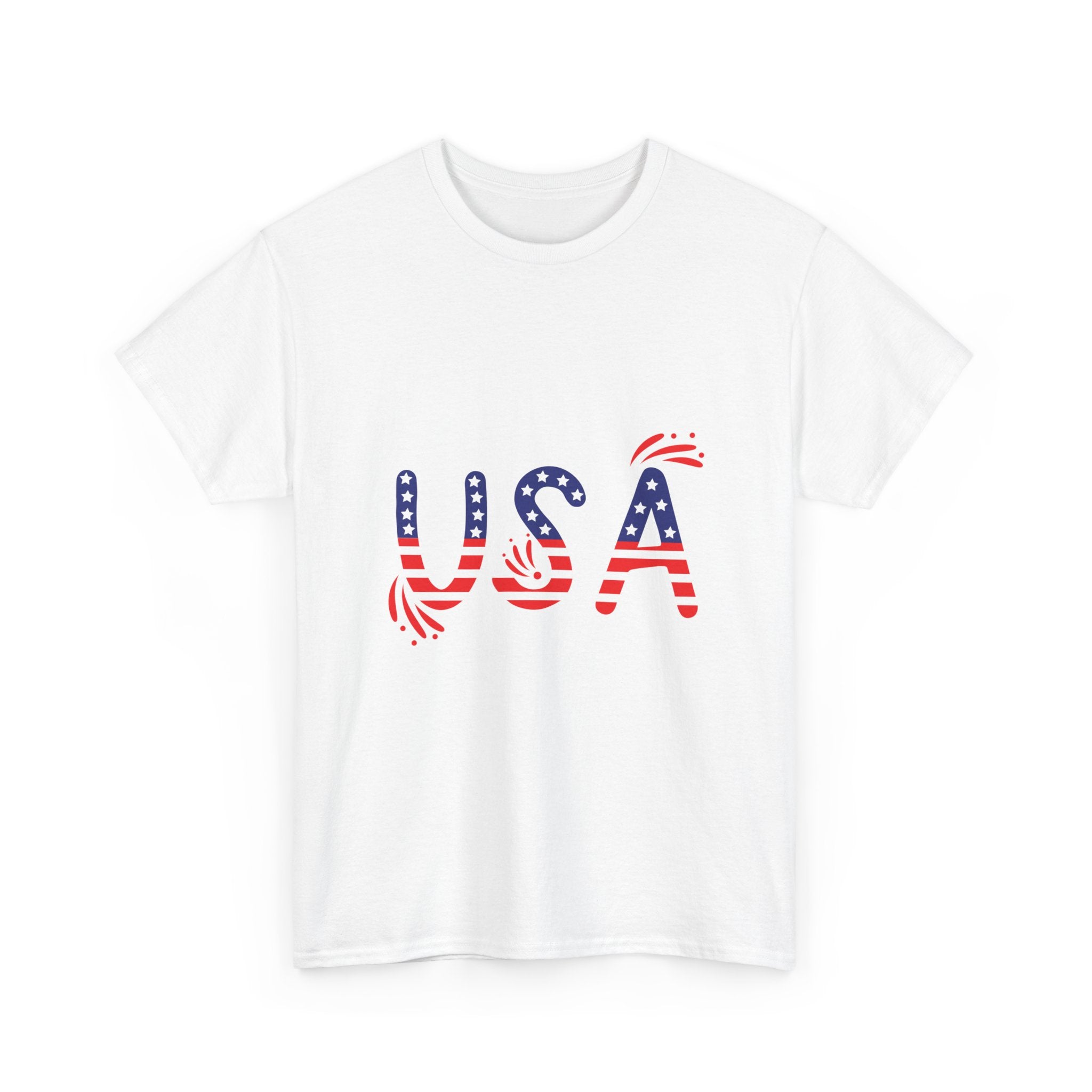Patriotic USA Tee - Unisex Heavy Cotton T-Shirt for Independence Day, Barbecues, Festivals, Casual Wear, Gift
