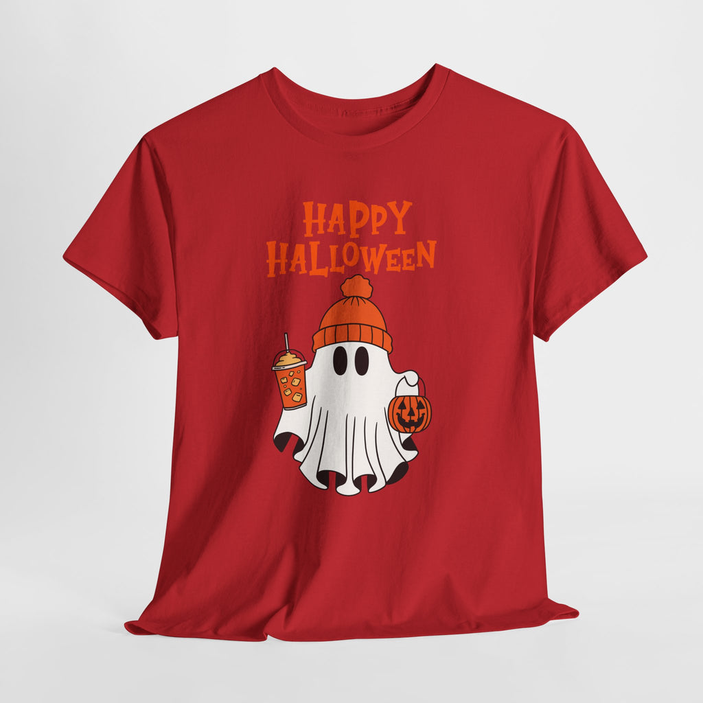 Happy Halloween Ghost Tee, Unisex Cotton T-Shirt, Halloween Apparel, Fall Fashion, Cute Halloween Gift, Ghost Tee