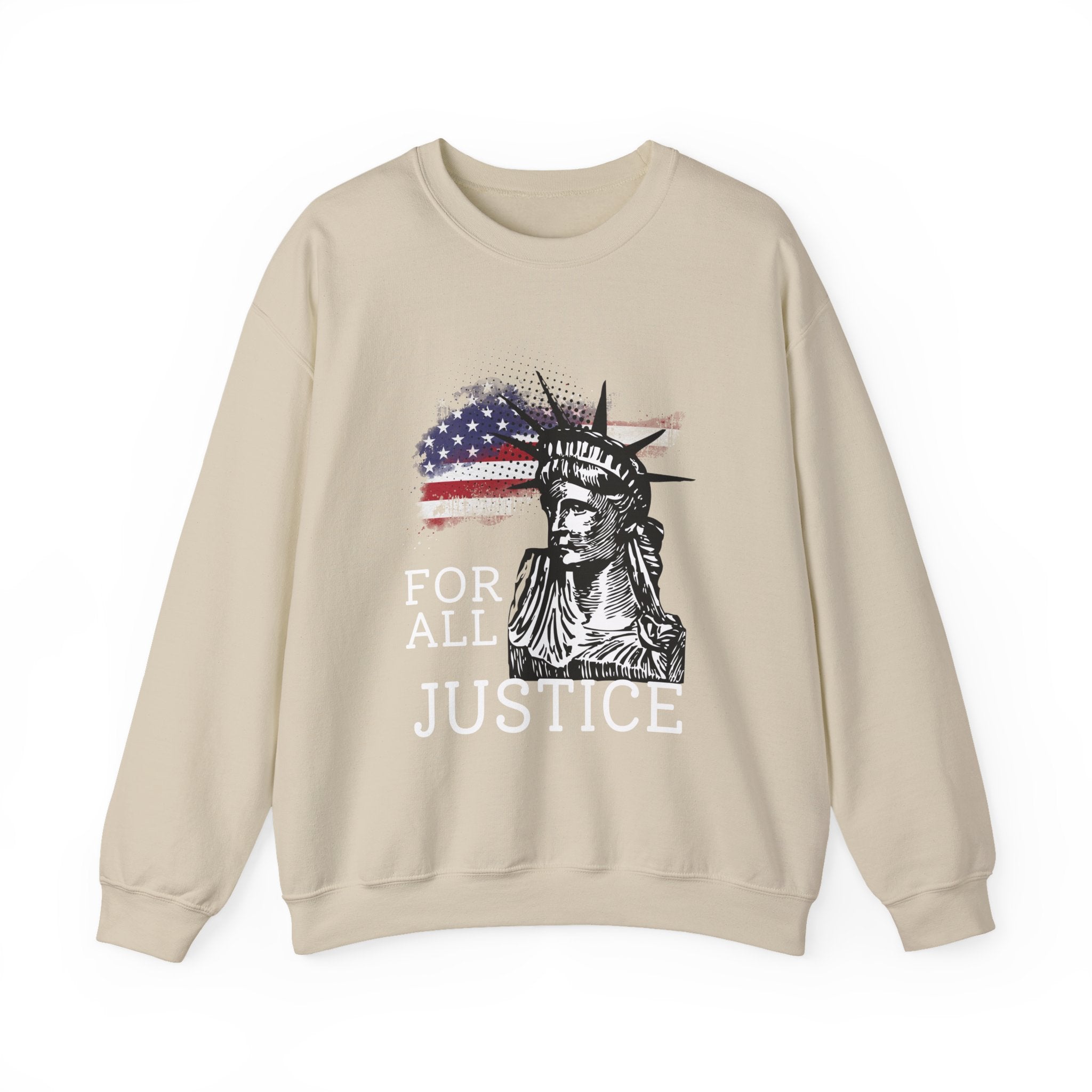 Justice Crewneck Sweatshirt - Unisex Heavy Blend, Patriotic Apparel, Comfortable Gift for Activists, USA Theme, Everyday Wear