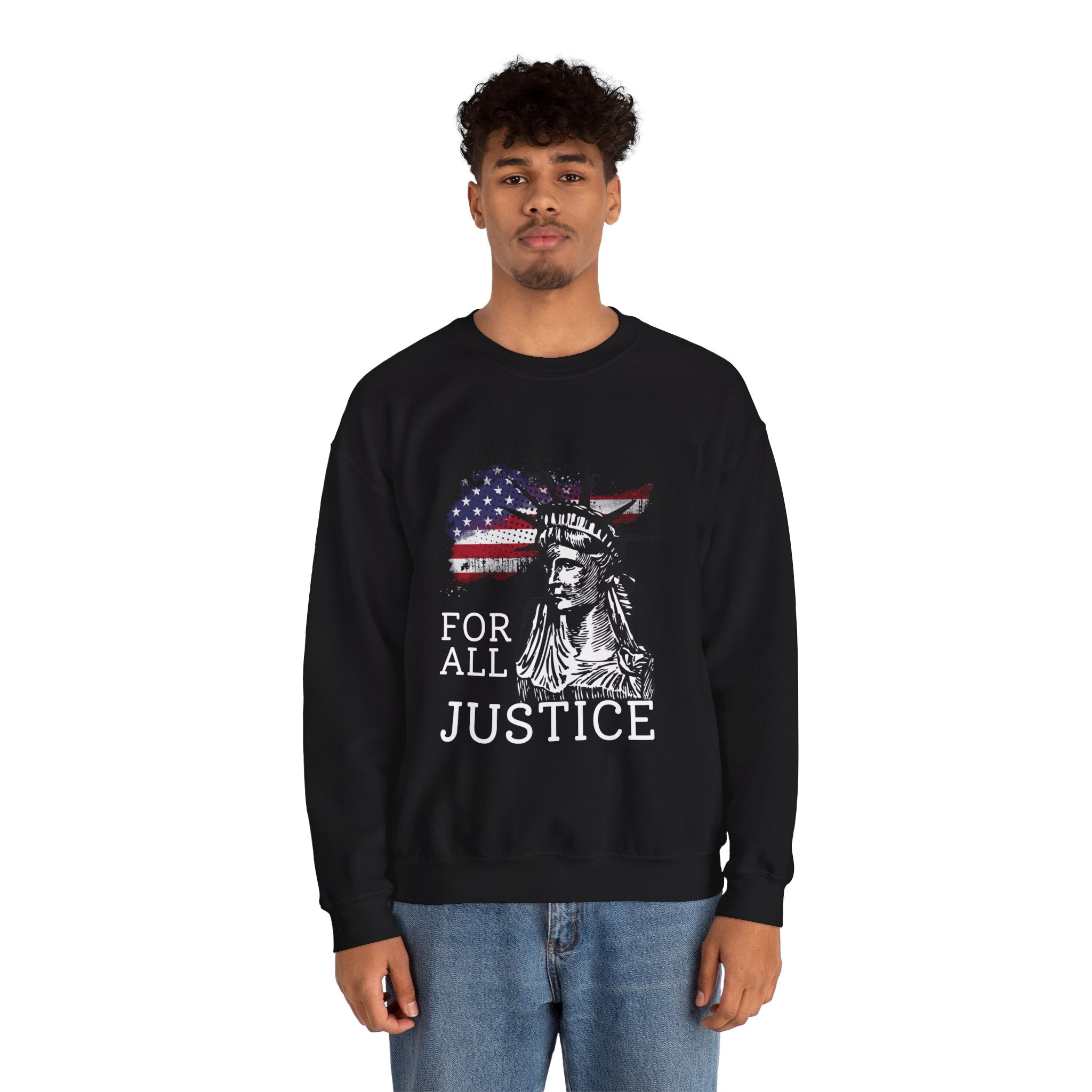 Justice Crewneck Sweatshirt - Unisex Heavy Blend, Patriotic Apparel, Comfortable Gift for Activists, USA Theme, Everyday Wear