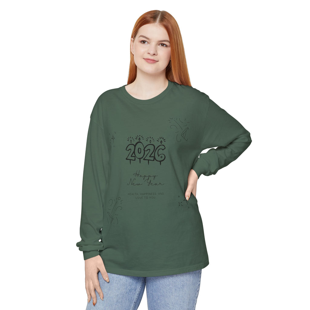 2026 Happy New Year Long Sleeve T-Shirt | Cozy Holiday Top, Unisex Style, Celebration Apparel, Gift for Him/Her, Festive Fashion