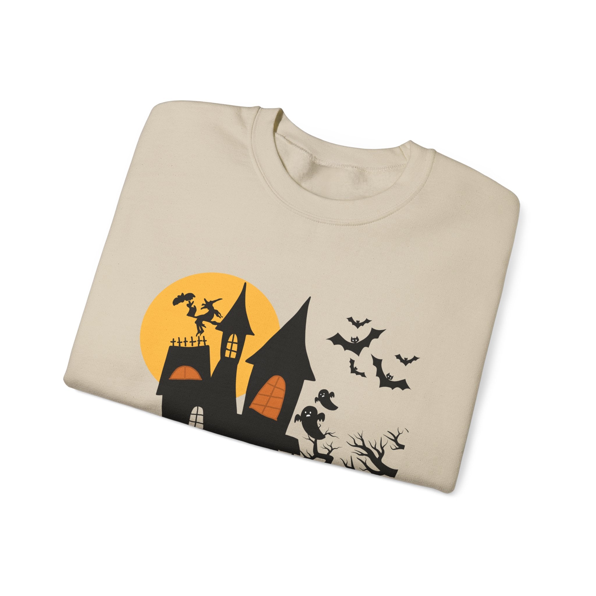 Halloween Haunted House Sweatshirt, Cozy Fall Wardrobe, Unisex Pullover, Spooky Season, Halloween Gift Idea, Festival Apparel
