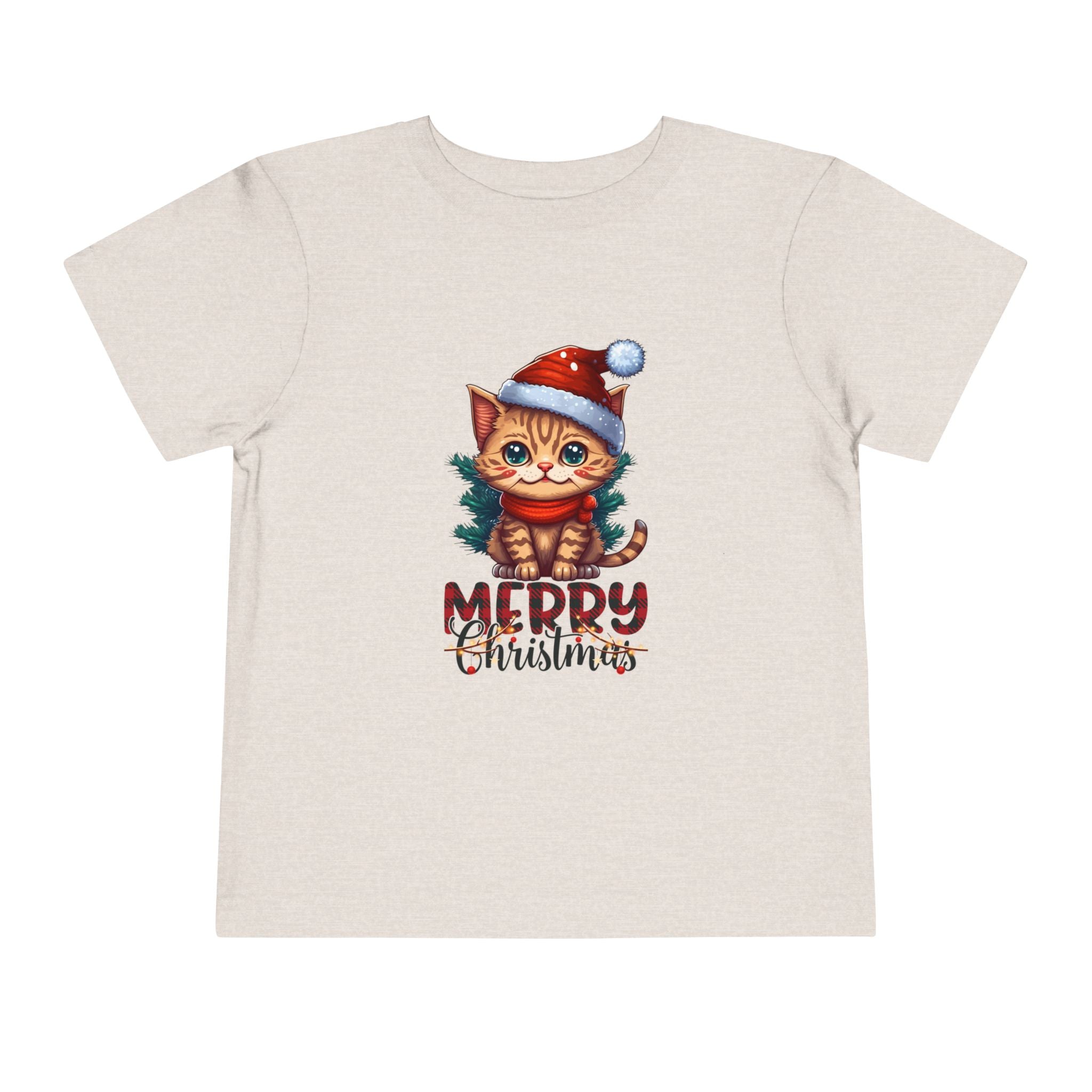 Cute Christmas Cat Tee for Toddlers, Holiday Shirt, Gift for Kids, Merry Christmas Tee, Fun Winter Wear, Festive Toddler Outfit