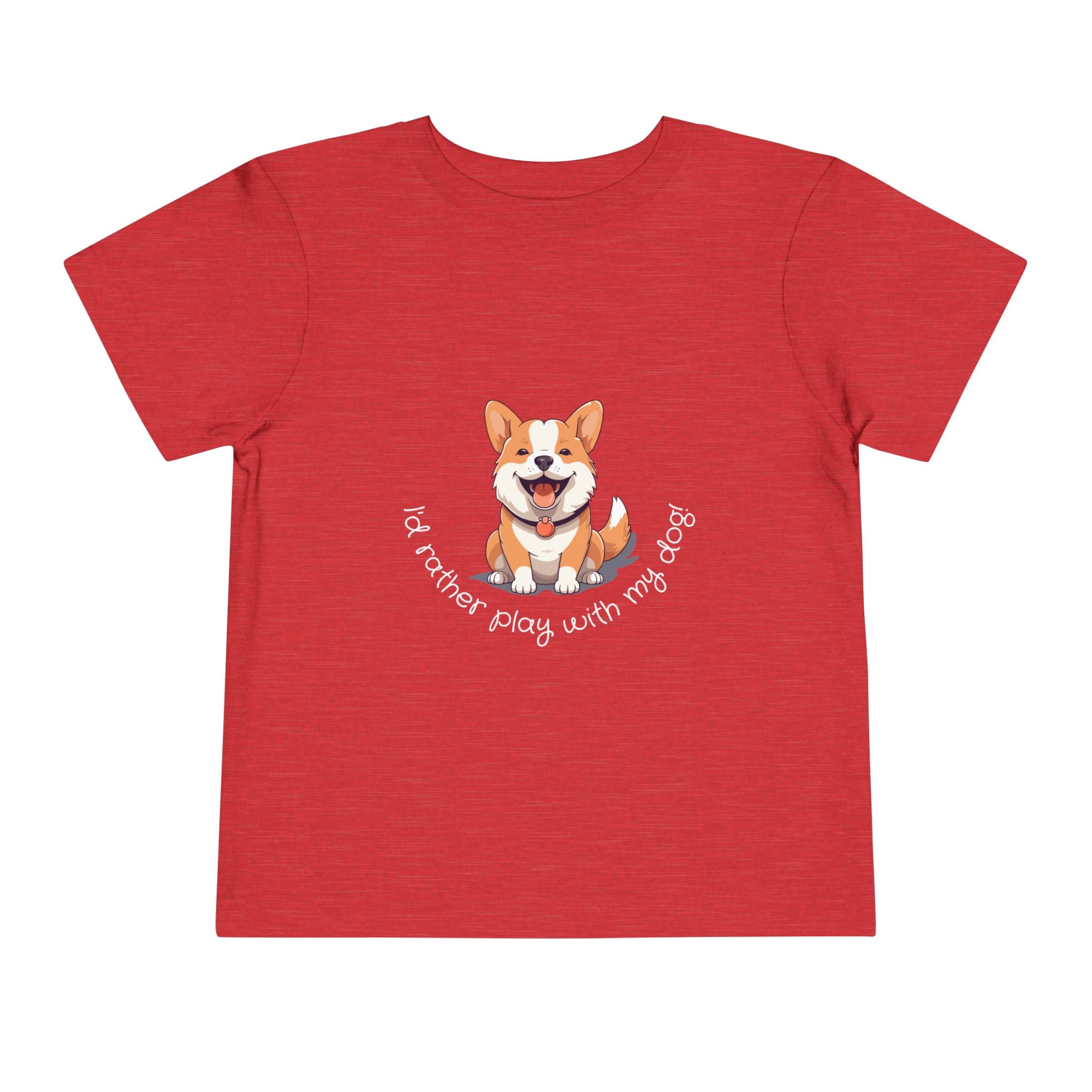 Cute Dog Lover Toddler Tee, I'd Rather Play with My Dog, Perfect for Dog Lovers, Birthday, Gift for Kids, Everyday Wear