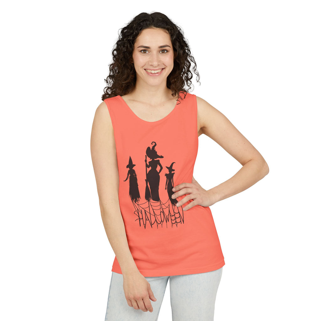 Halloween Witches Tank Top, Spooky Summer Shirt, Unisex Beach Wear, Fall Festival Apparel, Halloween Party Top