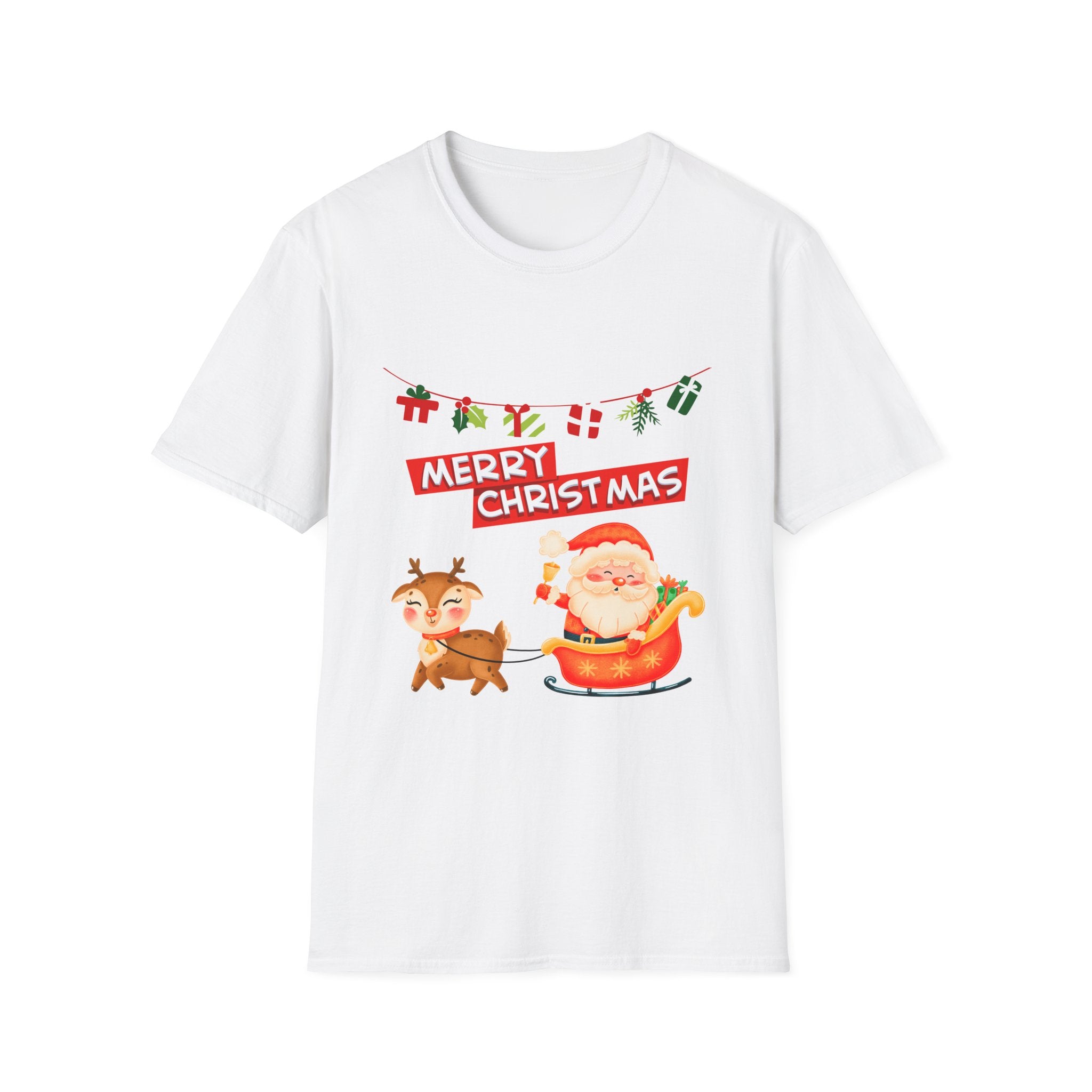 Christmas Cheer T-Shirt, Merry Christmas Tee, Festive Holiday Shirt, Unisex Christmas Apparel, Santa and Reindeer Design