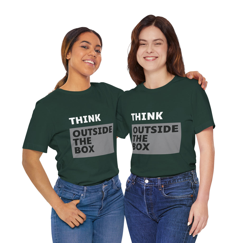 Think Outside the Box Unisex Tee, Short Sleeve T-shirt, Unique Design Shirt, Creative Tee, Unisex Graphic Tee