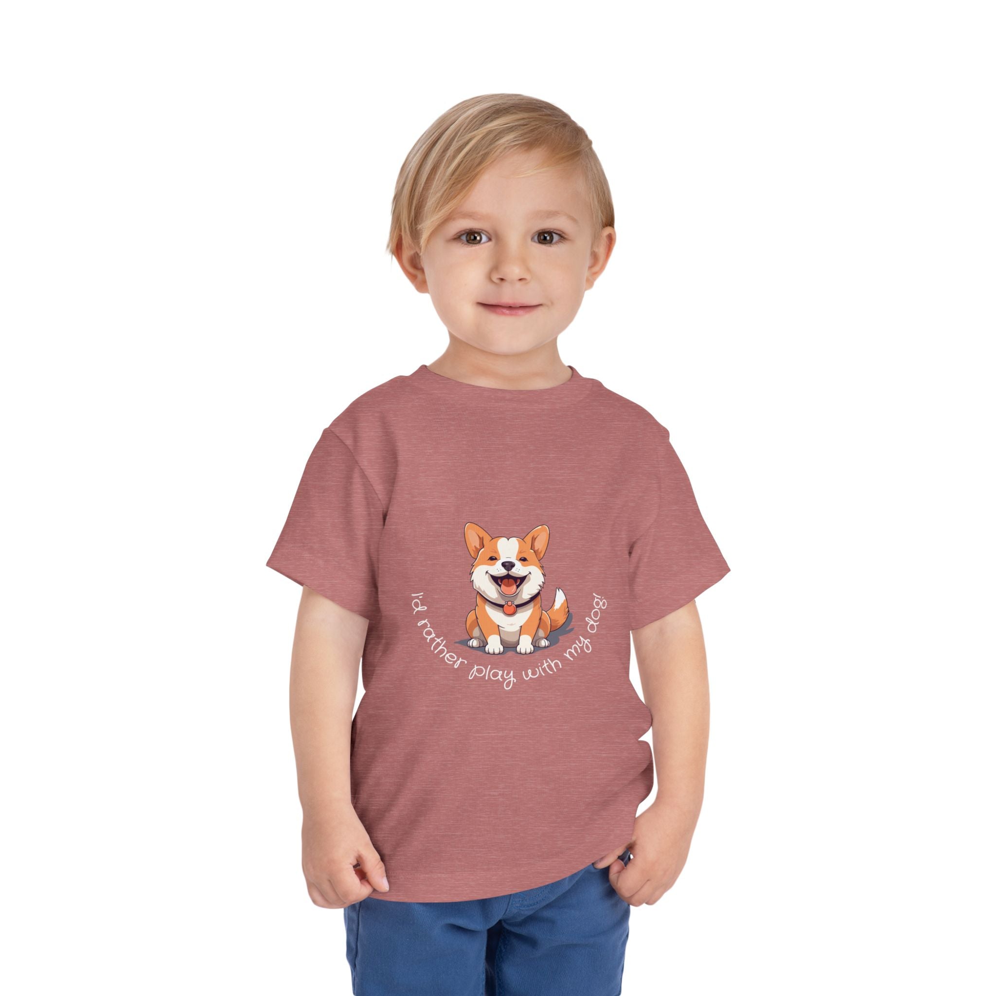 Cute Dog Lover Toddler Tee, I'd Rather Play with My Dog, Perfect for Dog Lovers, Birthday, Gift for Kids, Everyday Wear