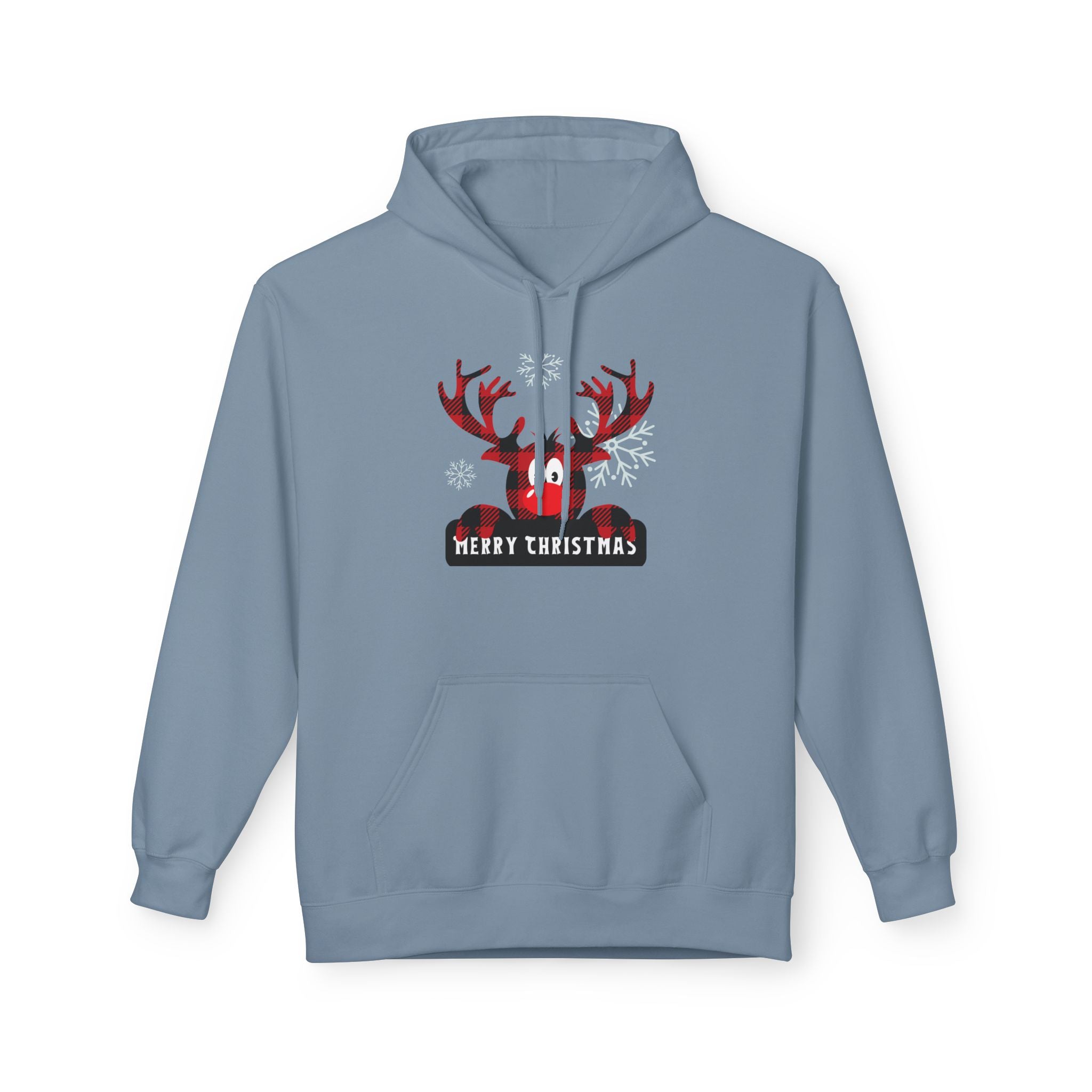 Christmas Reindeer Fleece Hoodie - Unisex, Cozy Winter Wear, Holiday Gift, Festive Apparel, Merry Christmas Hoodie