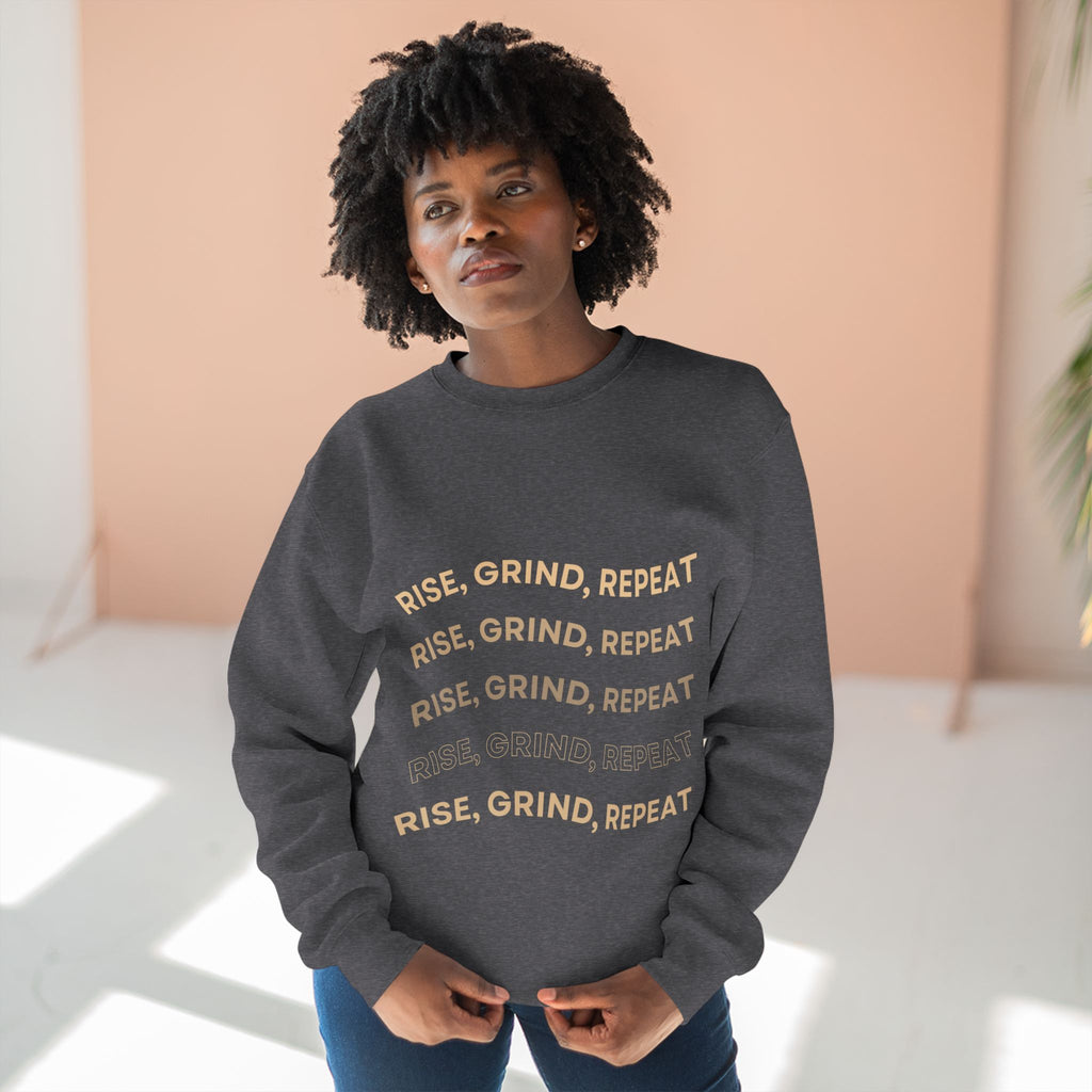 Rise, Grind, Repeat Sweatshirt | Cozy Motivational Crewneck | Perfect for Gym Lovers, Athletes, Gift for Friends, Casual Wear