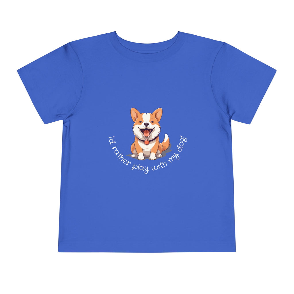 Cute Dog Lover Toddler Tee, I'd Rather Play with My Dog, Perfect for Dog Lovers, Birthday, Gift for Kids, Everyday Wear