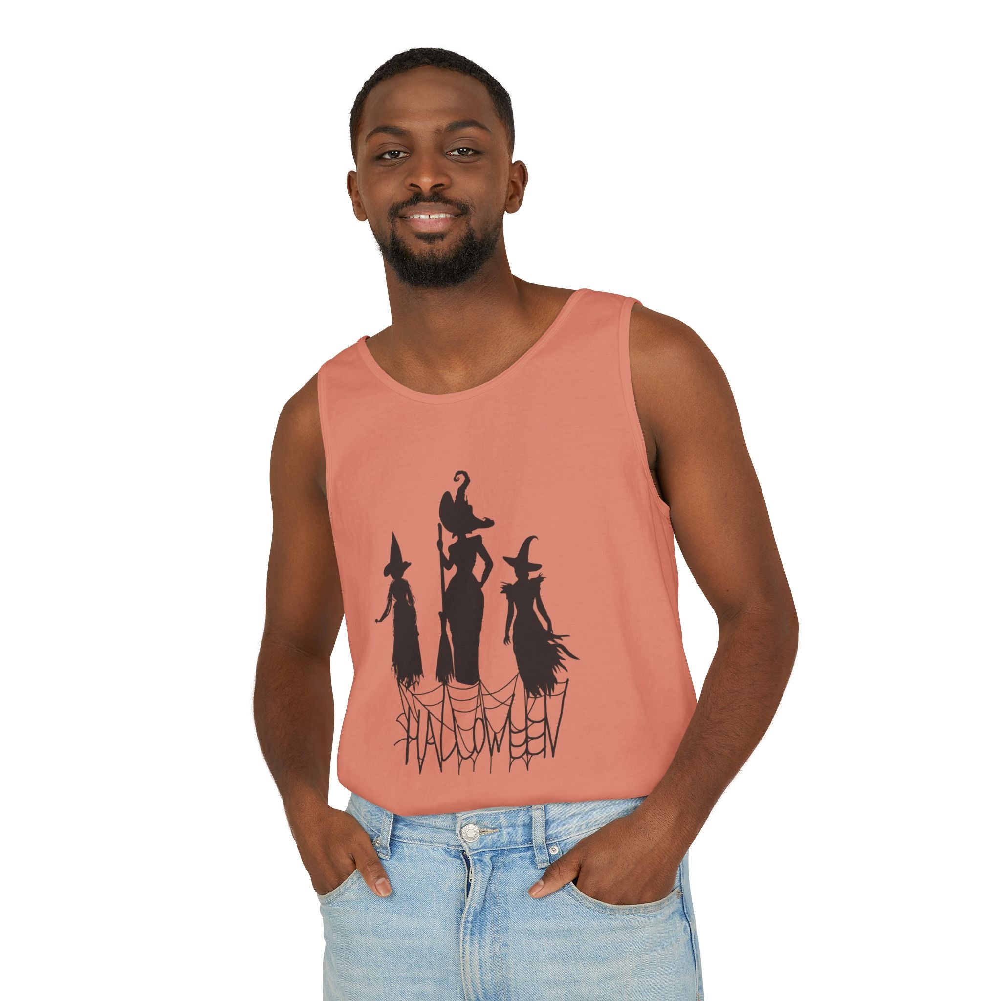 Halloween Witches Tank Top, Spooky Summer Shirt, Unisex Beach Wear, Fall Festival Apparel, Halloween Party Top