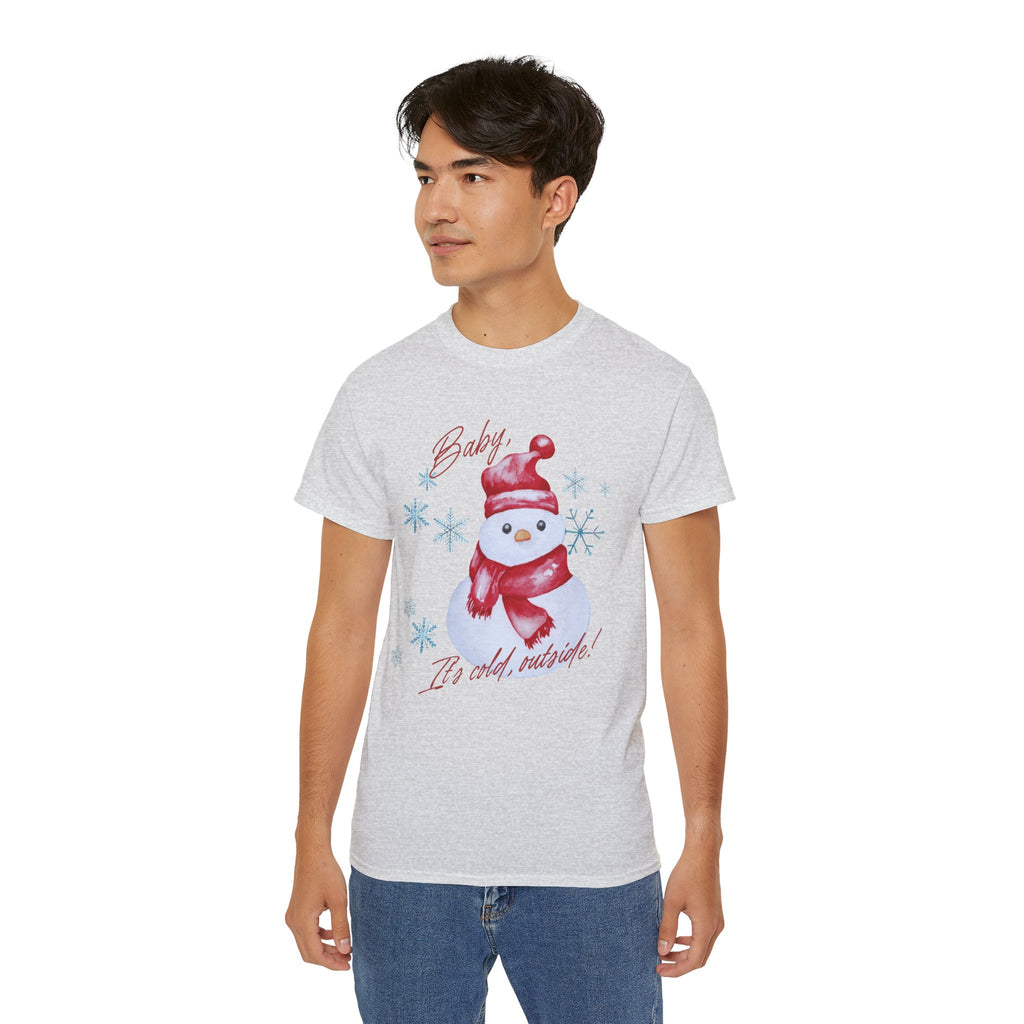 Winter Wonderland Snowman Tee, Unisex Cotton T-Shirt for Holiday Cheer, Christmas Party, Gift, Cozy Winter Apparel