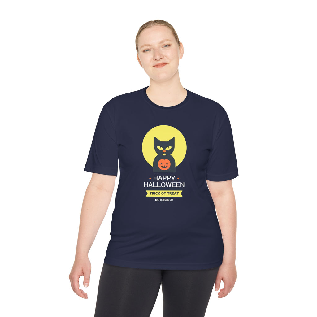 Halloween Cat Unisex Moisture Wicking Tee, Spooky T-Shirt, Trick or Treat Tee, Halloween Costume Shirt, Fall Apparel
