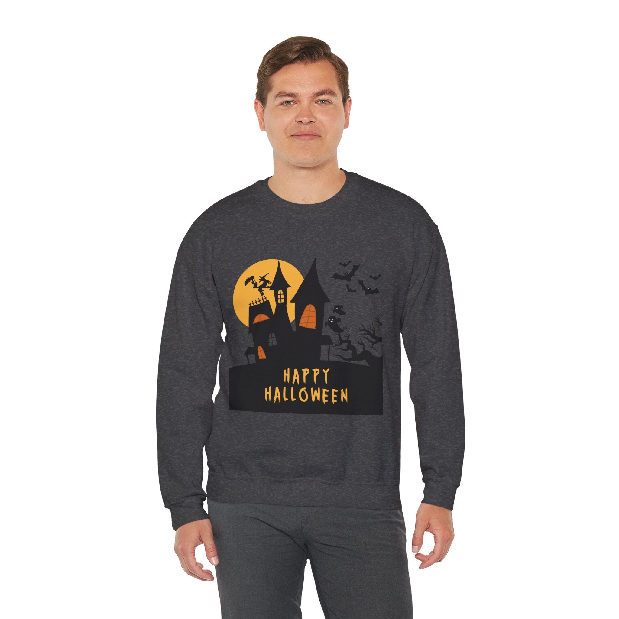 Halloween Haunted House Sweatshirt, Cozy Fall Wardrobe, Unisex Pullover, Spooky Season, Halloween Gift Idea, Festival Apparel