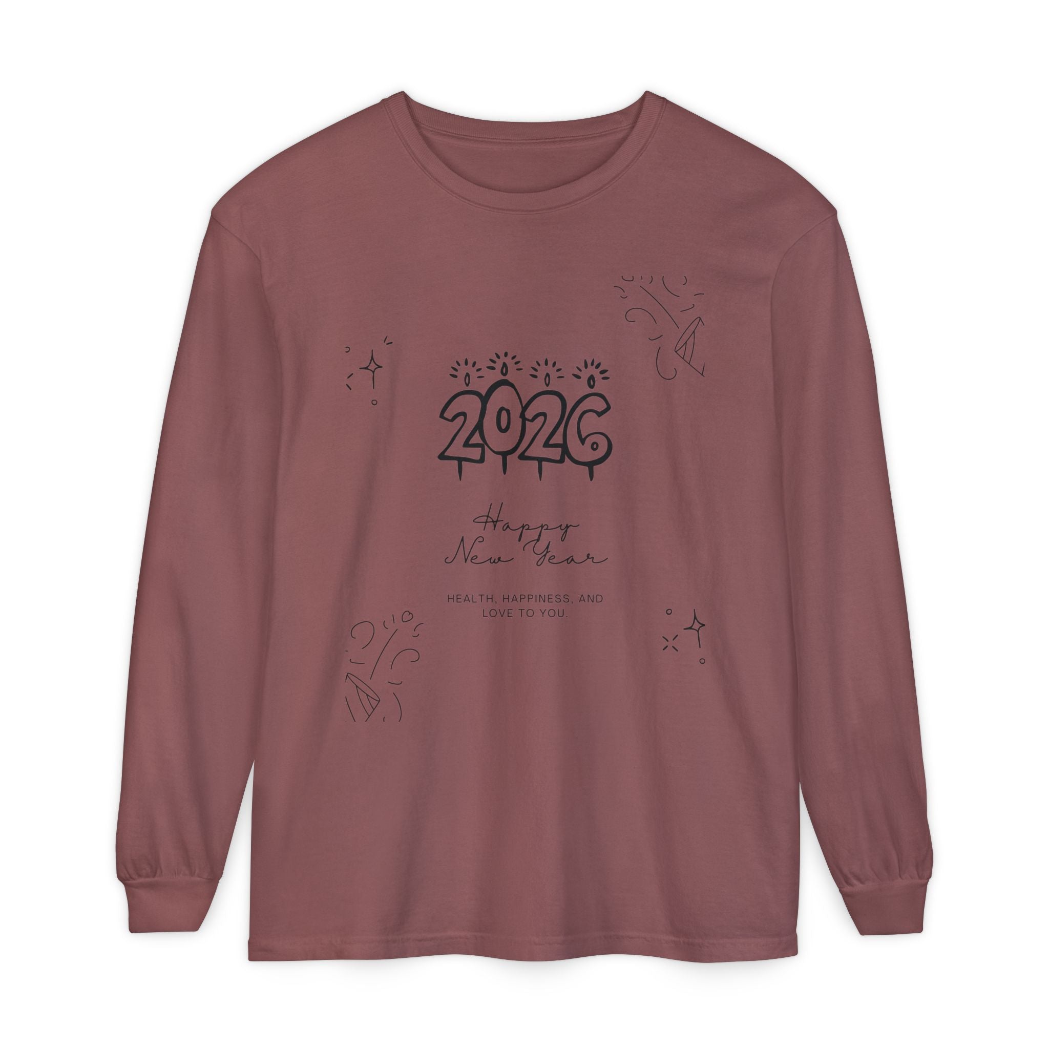 2026 Happy New Year Long Sleeve T-Shirt | Cozy Holiday Top, Unisex Style, Celebration Apparel, Gift for Him/Her, Festive Fashion