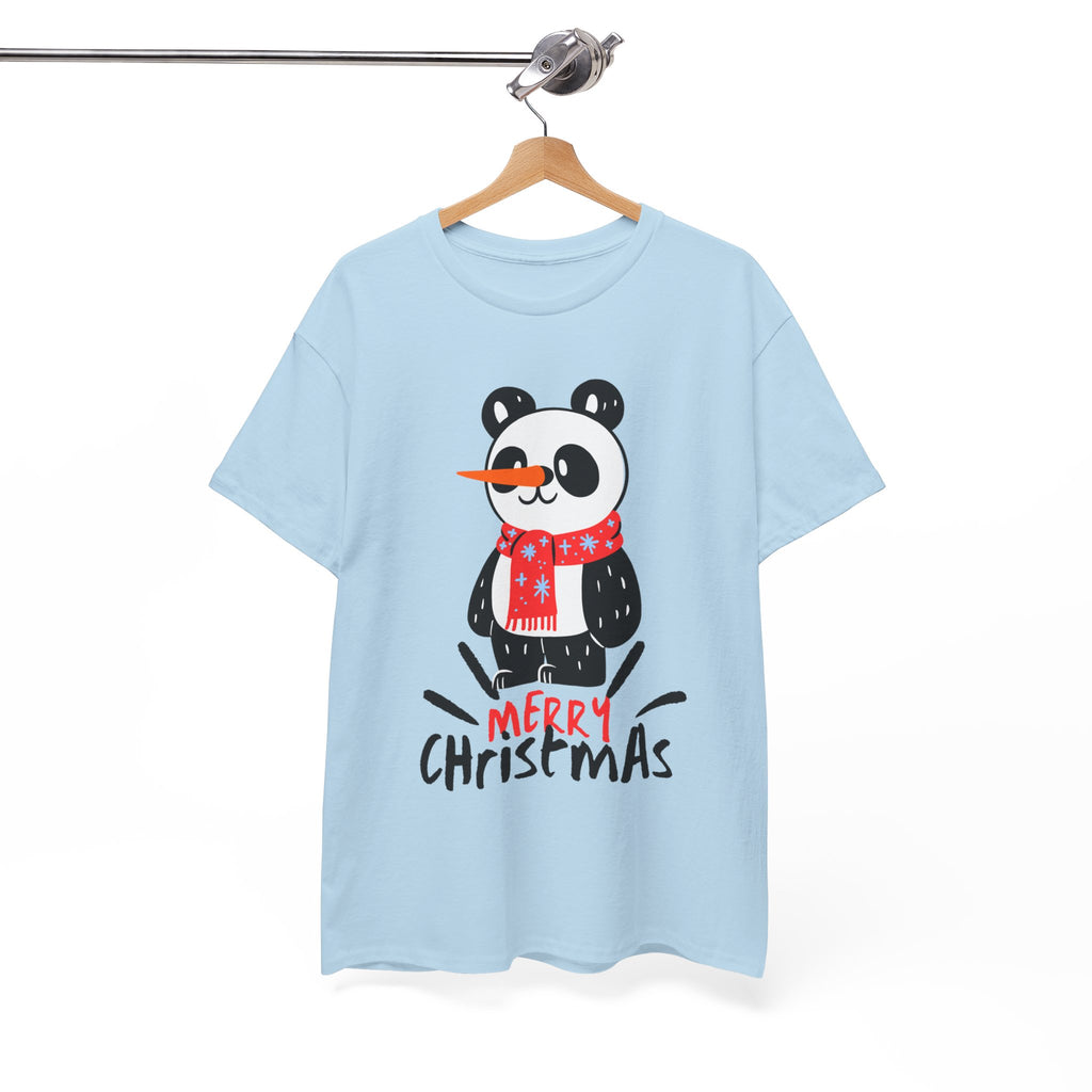 Cute Merry Christmas Panda Tee for Holiday Cheer, Unisex Cotton T-Shirt, Fun Gift for Him & Her, Christmas Apparel, Winter Gathering
