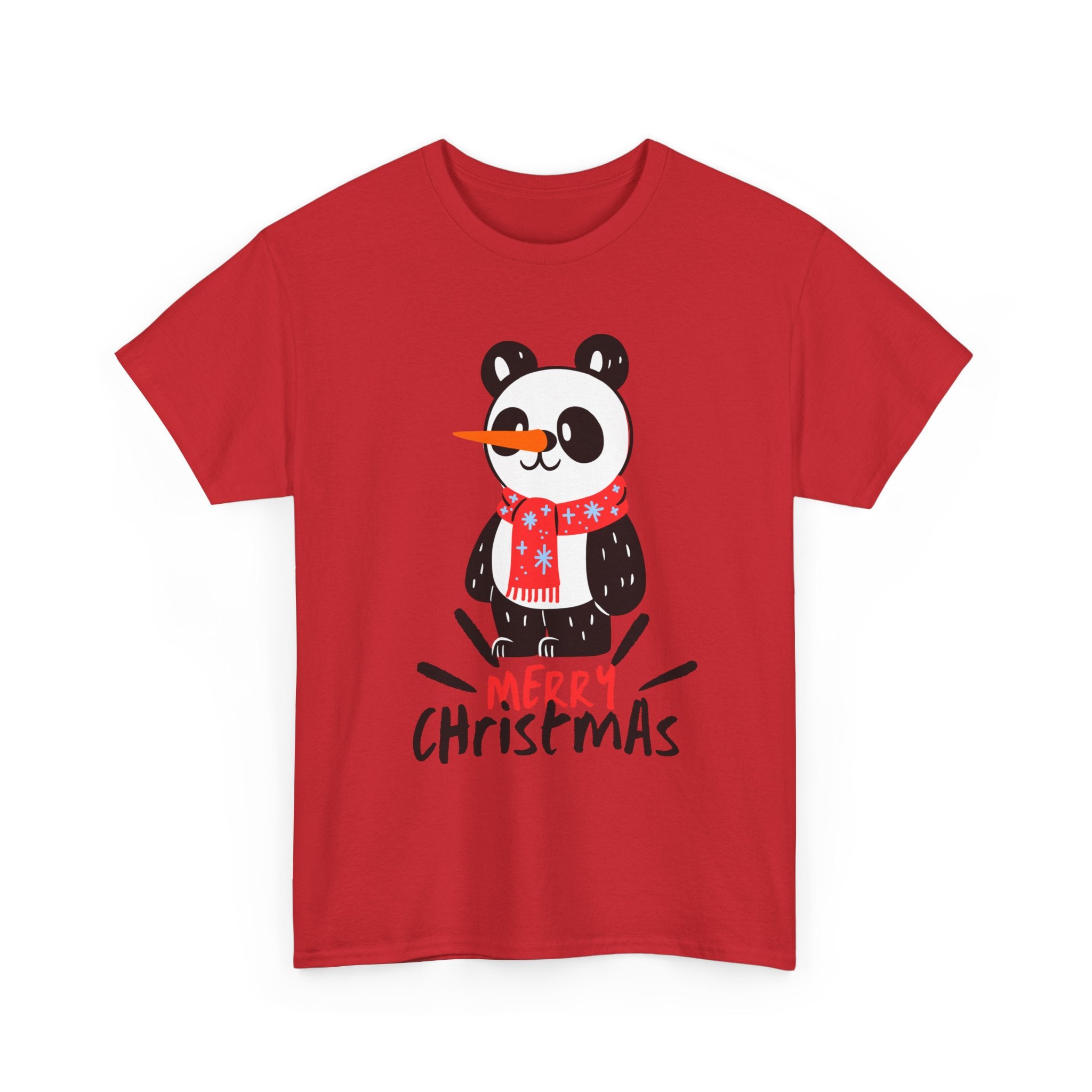 Cute Merry Christmas Panda Tee for Holiday Cheer, Unisex Cotton T-Shirt, Fun Gift for Him & Her, Christmas Apparel, Winter Gathering