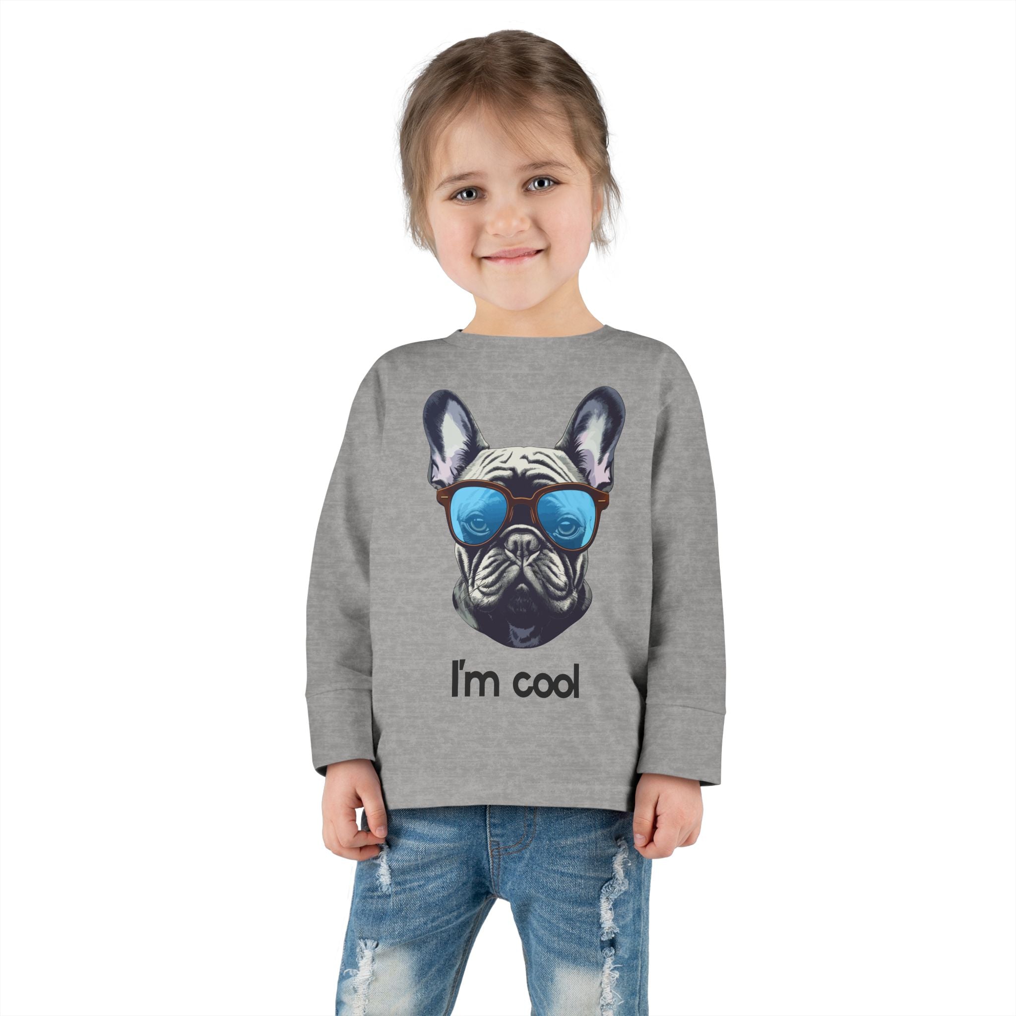 Cool Toddler Long Sleeve Tee with Fun Dog Design, Children's Gift, Playful Tee, Cute Apparel, Pet Lover Gift