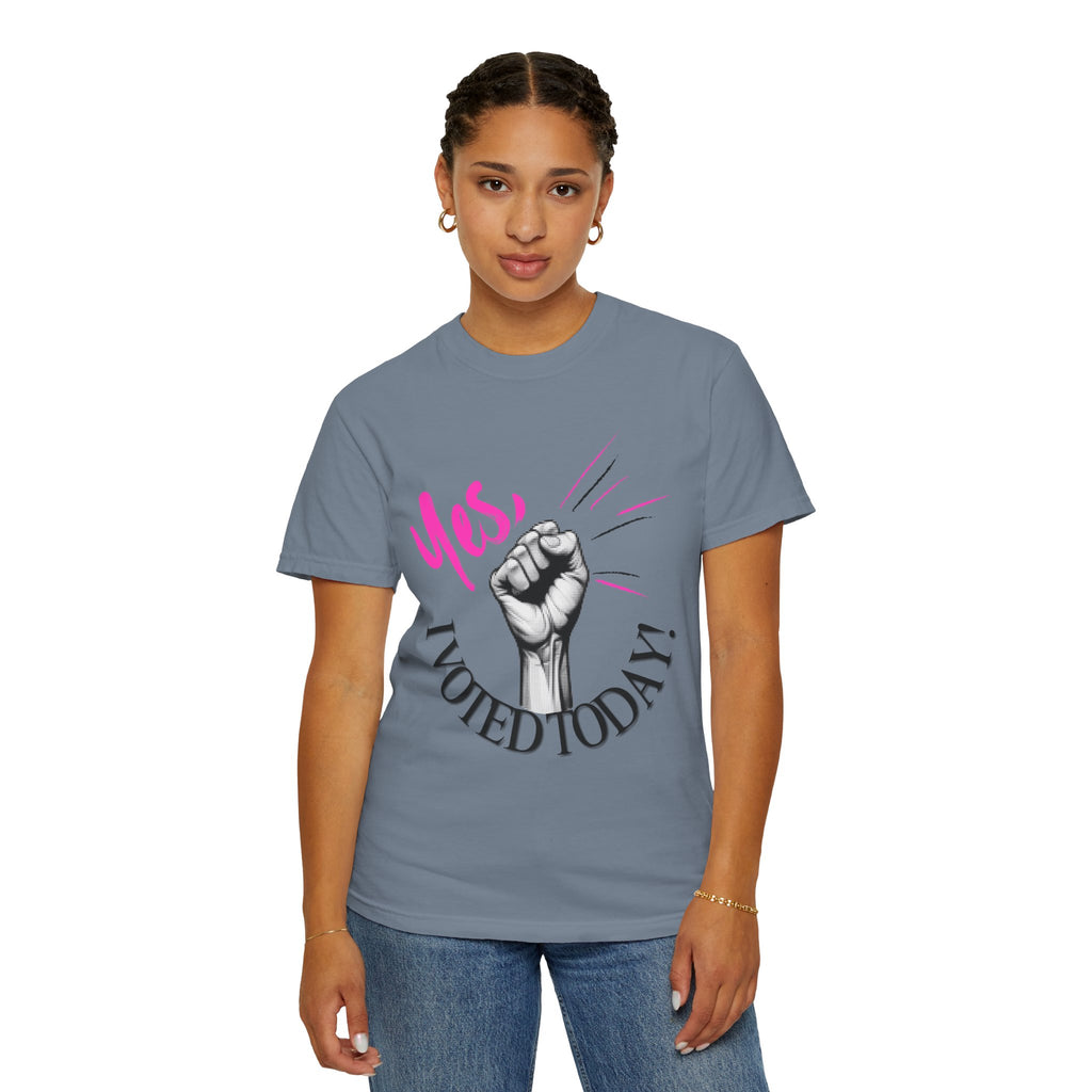 Empowering Voting T-shirt, Yes I Voted Today Tee, Unisex Garment-Dyed Shirt, Election Day Apparel, Civic Engagement Top