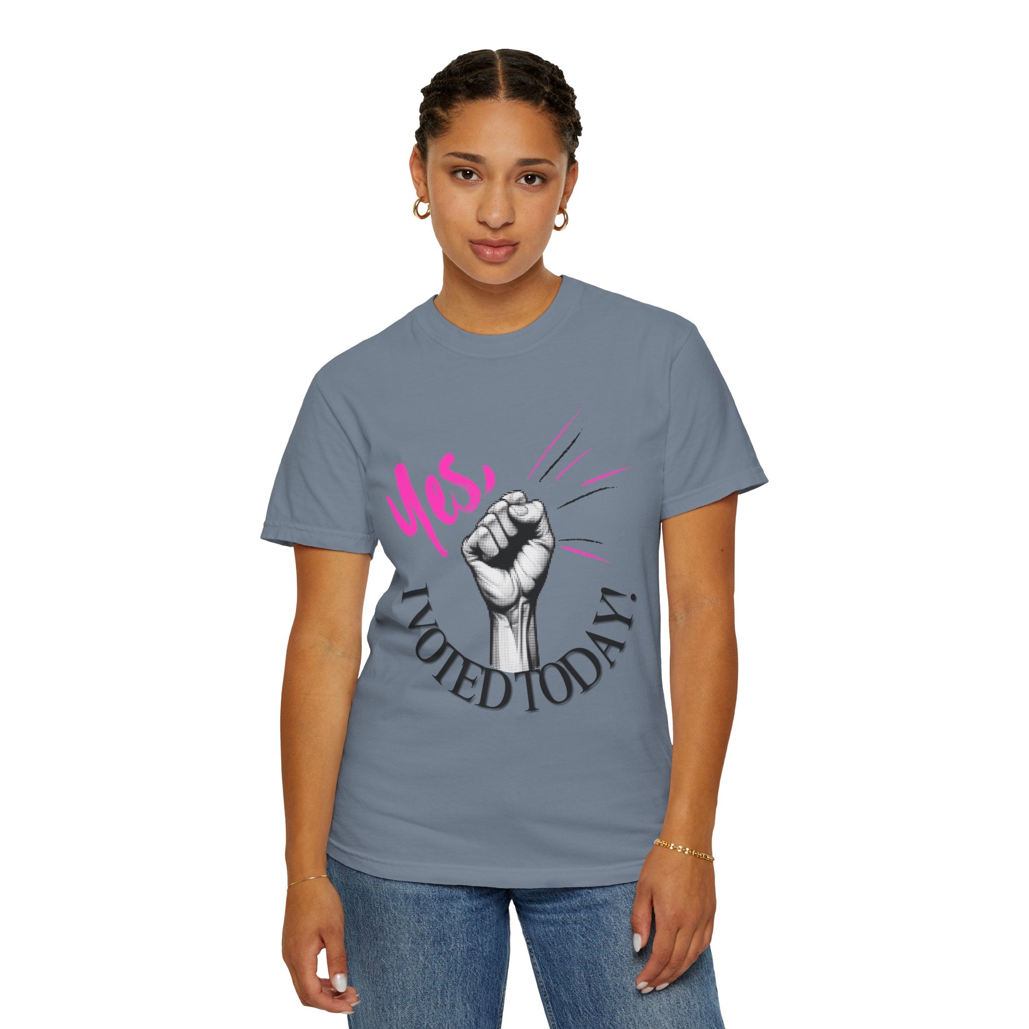Empowering Voting T-shirt, Yes I Voted Today Tee, Unisex Garment-Dyed Shirt, Election Day Apparel, Civic Engagement Top