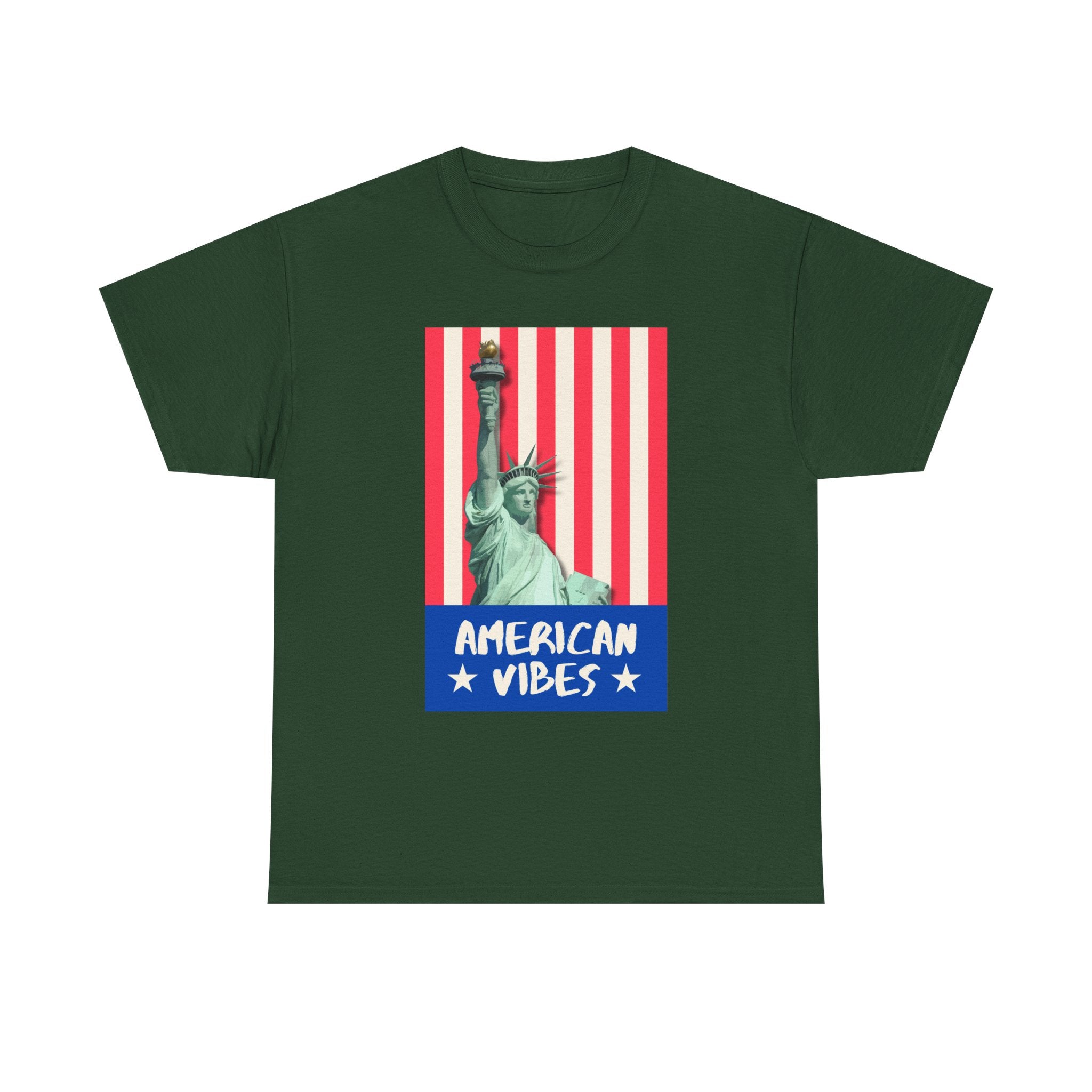 American Vibes Unisex Heavy Cotton Tee, Patriotic Shirt, Gift for Veterans, Independence Day Apparel, Summer Casual Wear
