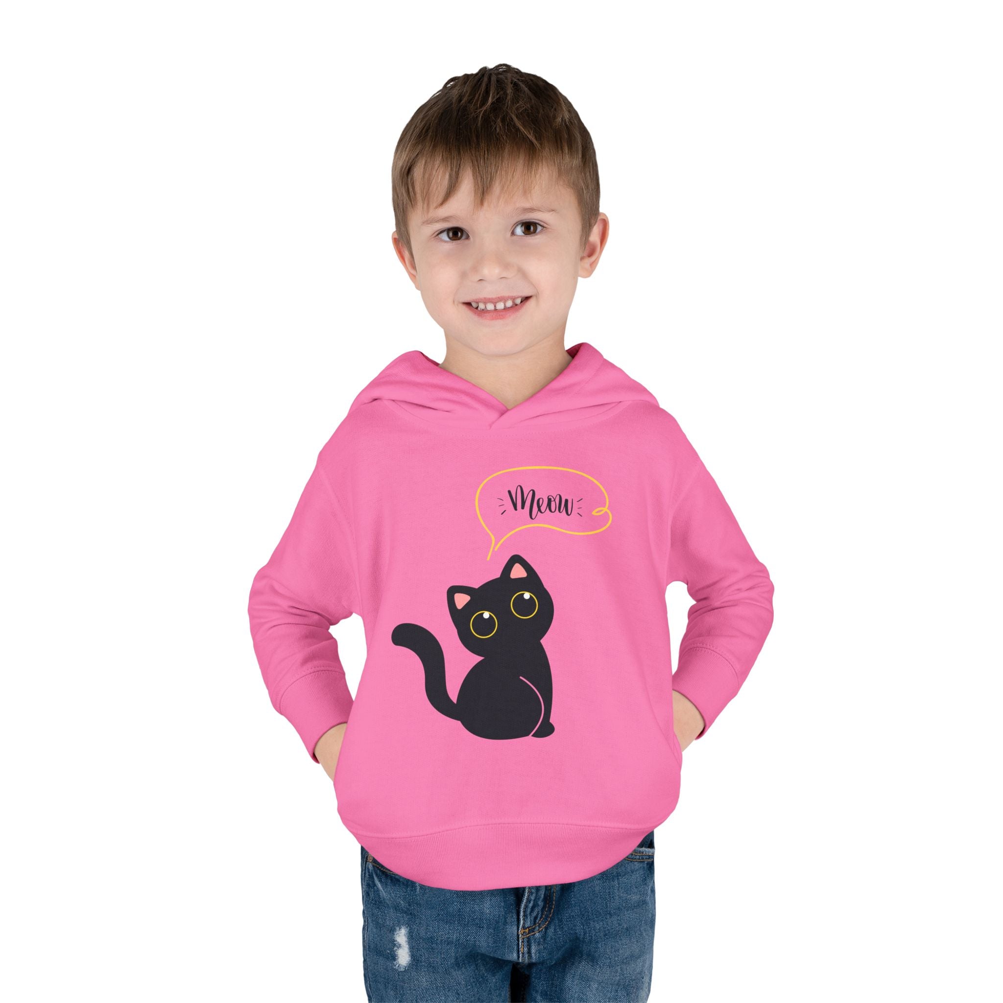 Black Cat Toddler Fleece Hoodie, Cute Kids Pullover, Cat Lover Gift, Birthday Present, Cozy Toddler Clothes