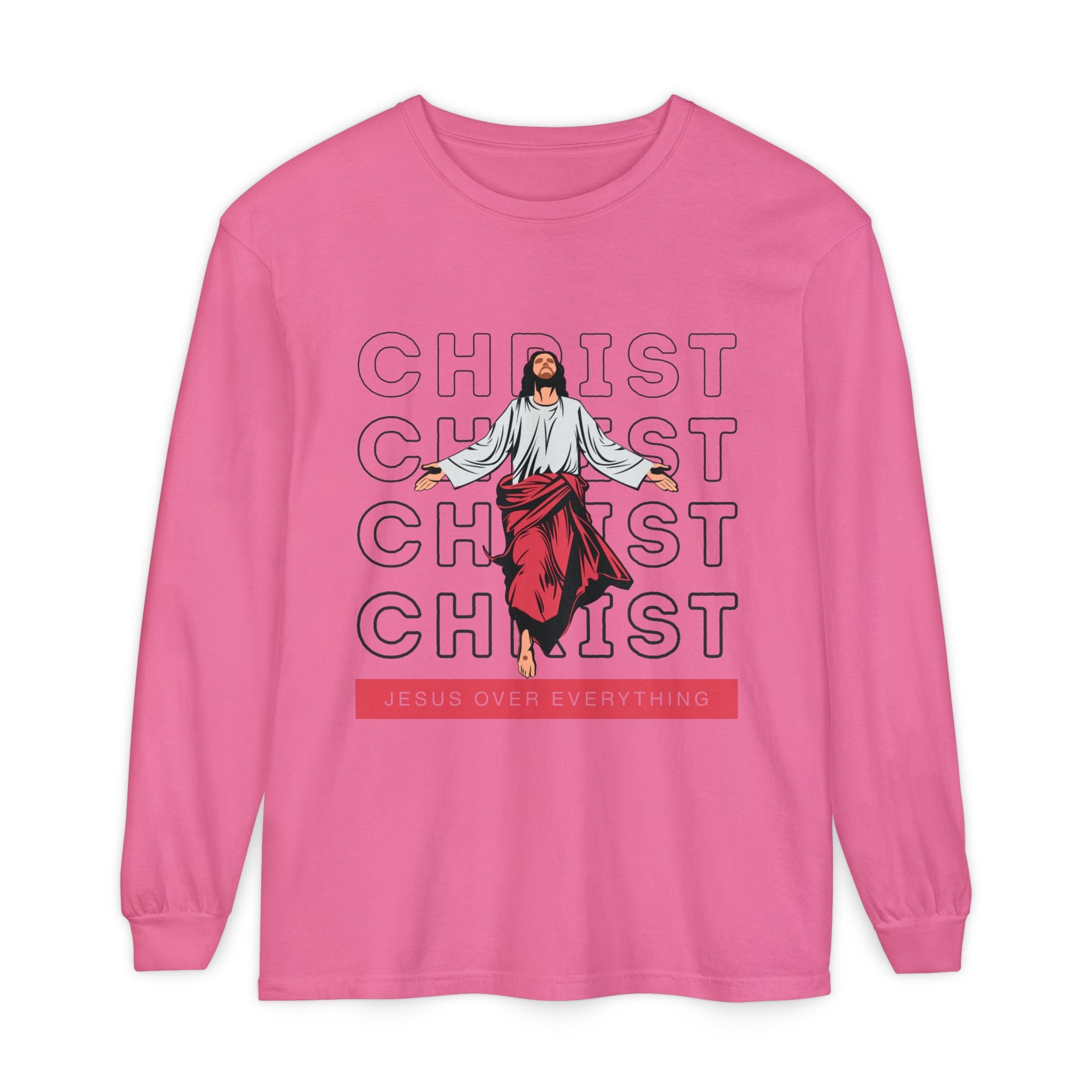 Unisex Long Sleeve T-Shirt - Jesus Over Everything, Christian Apparel, Faith-Based Gift, Spiritual Wear, Gospel Fashion