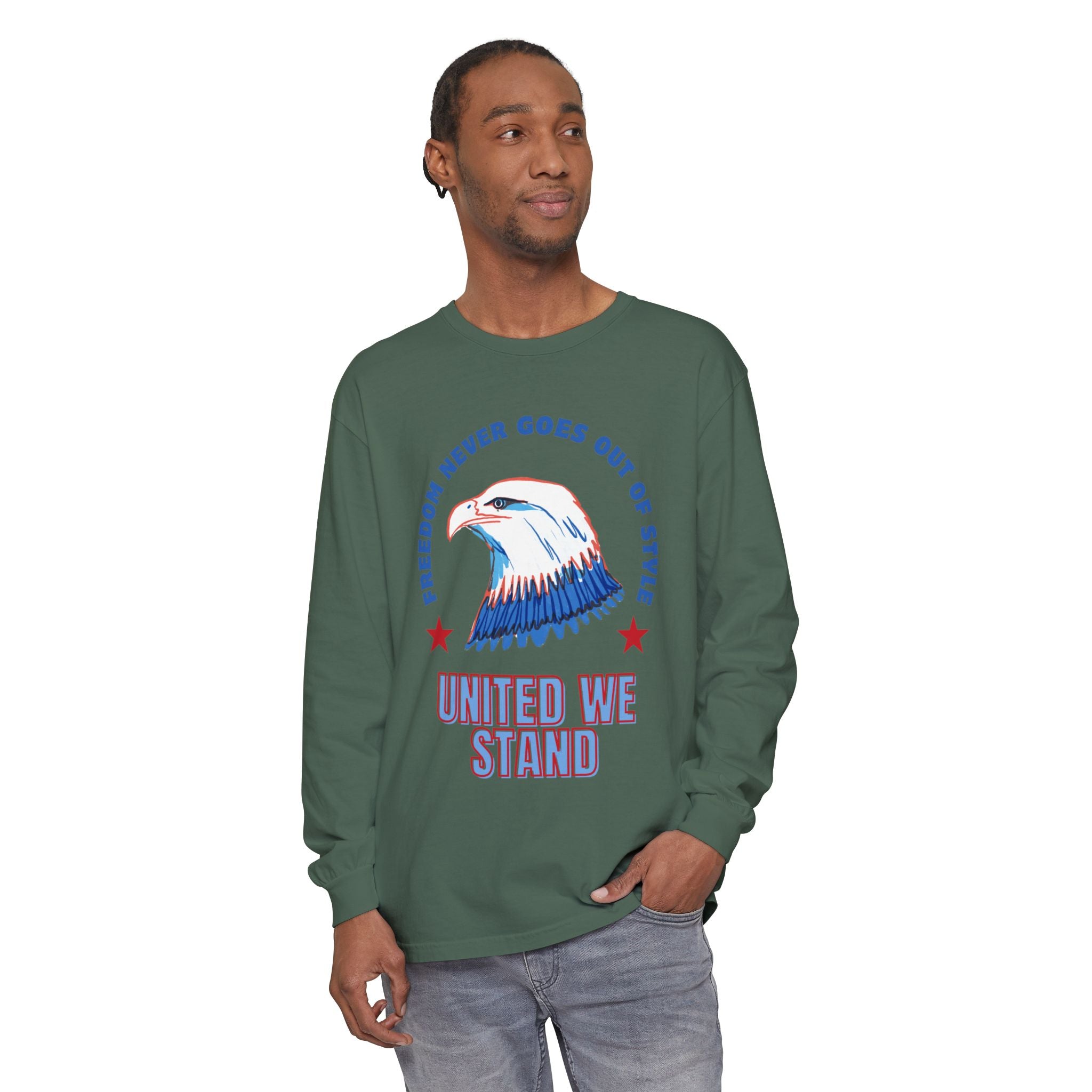 Patriotic Long Sleeve T-Shirt Perfect for Celebrating Holidays, Independence Days