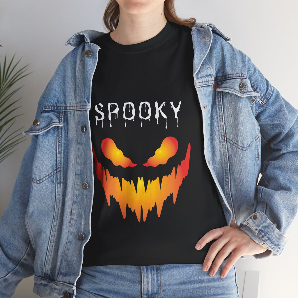 Spooky Unisex Heavy Cotton Tee - Halloween Shirt, Goth Fashion, Casual Wear, Festival Tee, Gift for Horror Fans