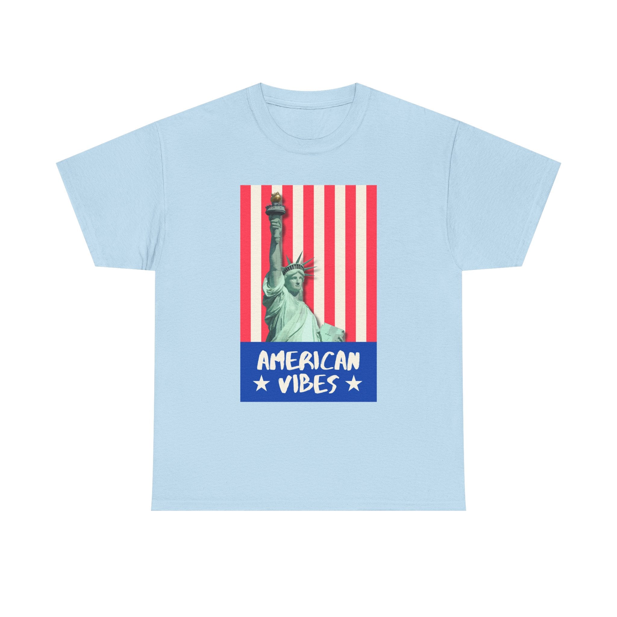 American Vibes Unisex Heavy Cotton Tee, Patriotic Shirt, Gift for Veterans, Independence Day Apparel, Summer Casual Wear