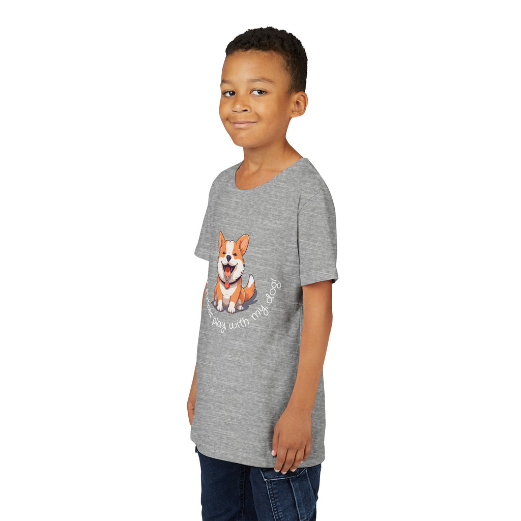 Youth Dog Lover Tee, Kids Corgi Shirt, Playful Dog T-Shirt, Pet Lover Gift, Children's Animal Apparel