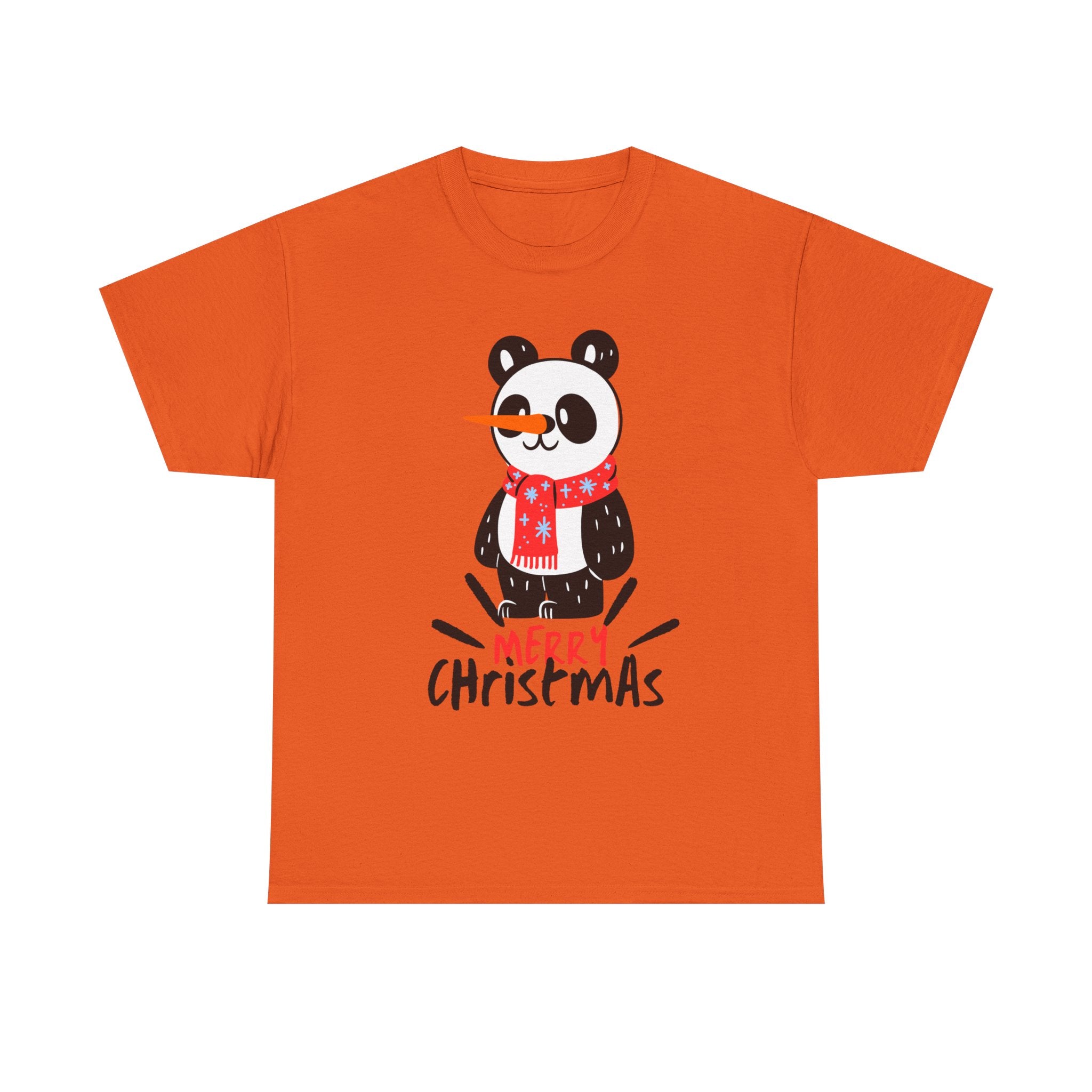 Cute Merry Christmas Panda Tee for Holiday Cheer, Unisex Cotton T-Shirt, Fun Gift for Him & Her, Christmas Apparel, Winter Gathering