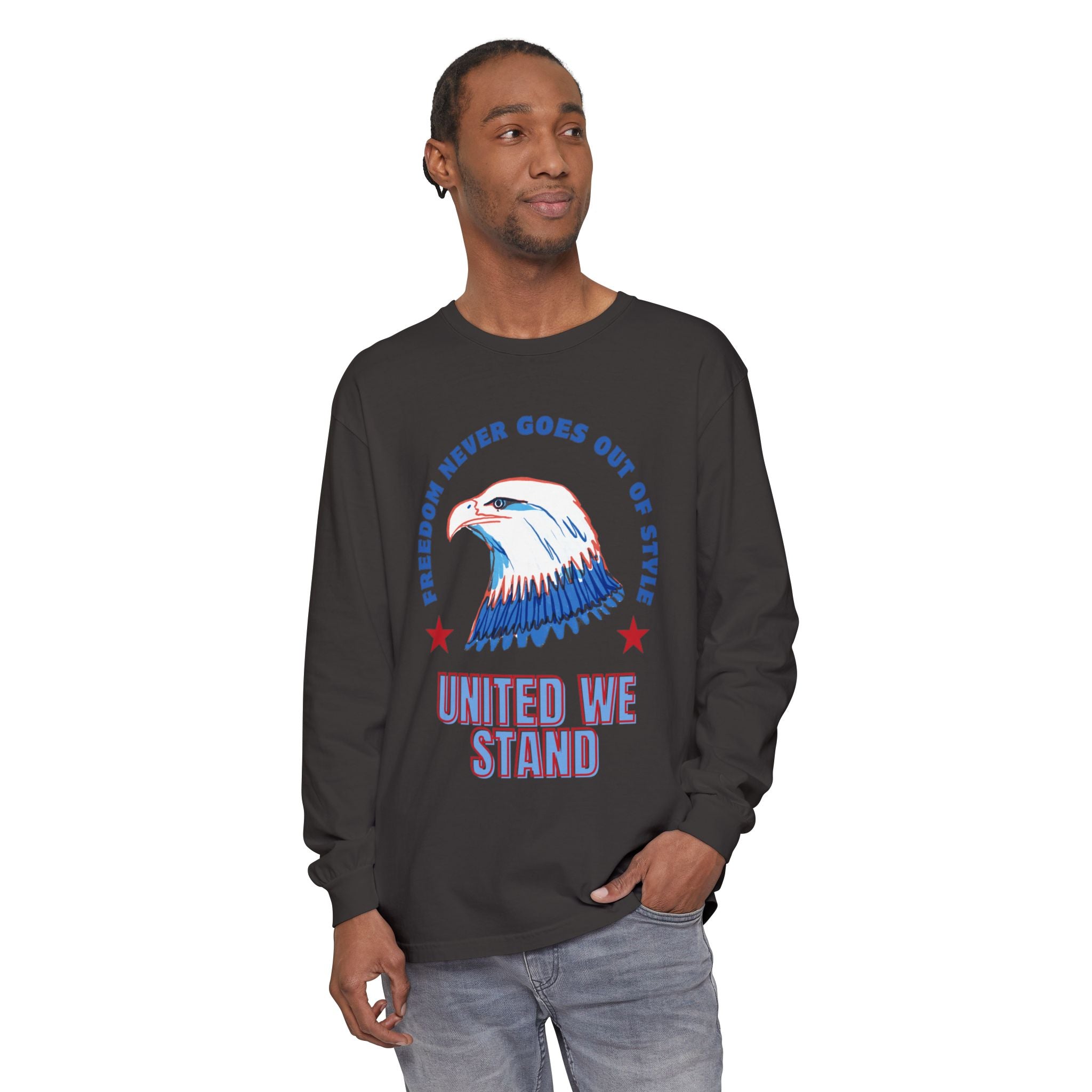 Patriotic Long Sleeve T-Shirt Perfect for Celebrating Holidays, Independence Days
