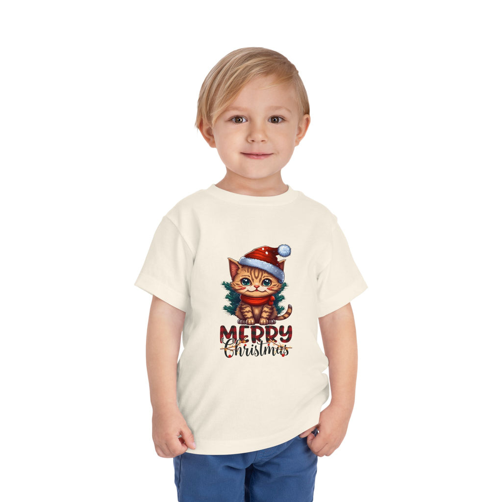 Cute Christmas Cat Tee for Toddlers, Holiday Shirt, Gift for Kids, Merry Christmas Tee, Fun Winter Wear, Festive Toddler Outfit