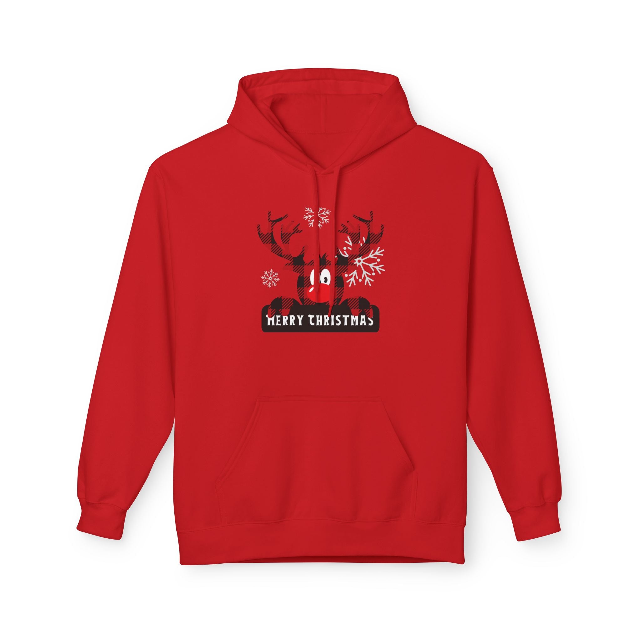 Christmas Reindeer Fleece Hoodie - Unisex, Cozy Winter Wear, Holiday Gift, Festive Apparel, Merry Christmas Hoodie