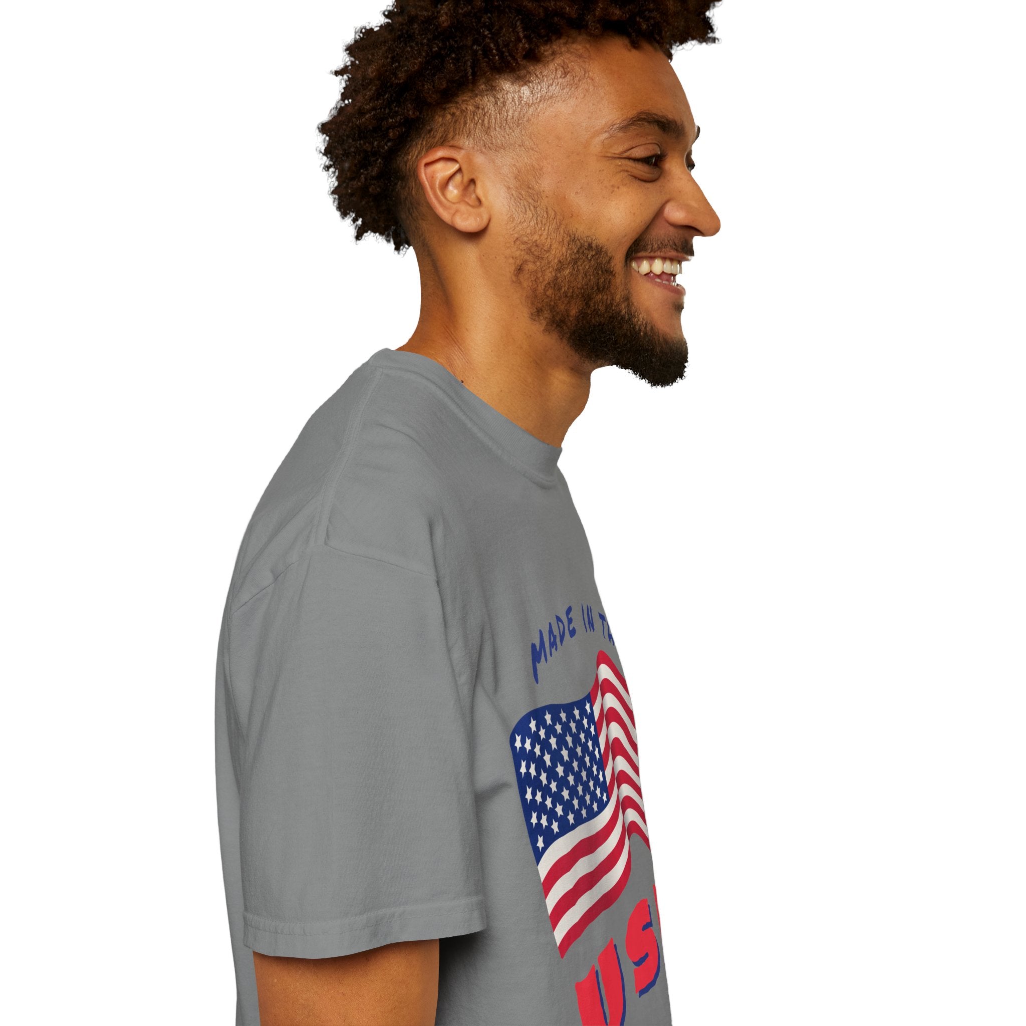 Patriotic T-Shirt for Celebrations, Made in the USA Tee, Unisex Garment-Dyed Shirt, July 4th Apparel, Red White Blue Tee