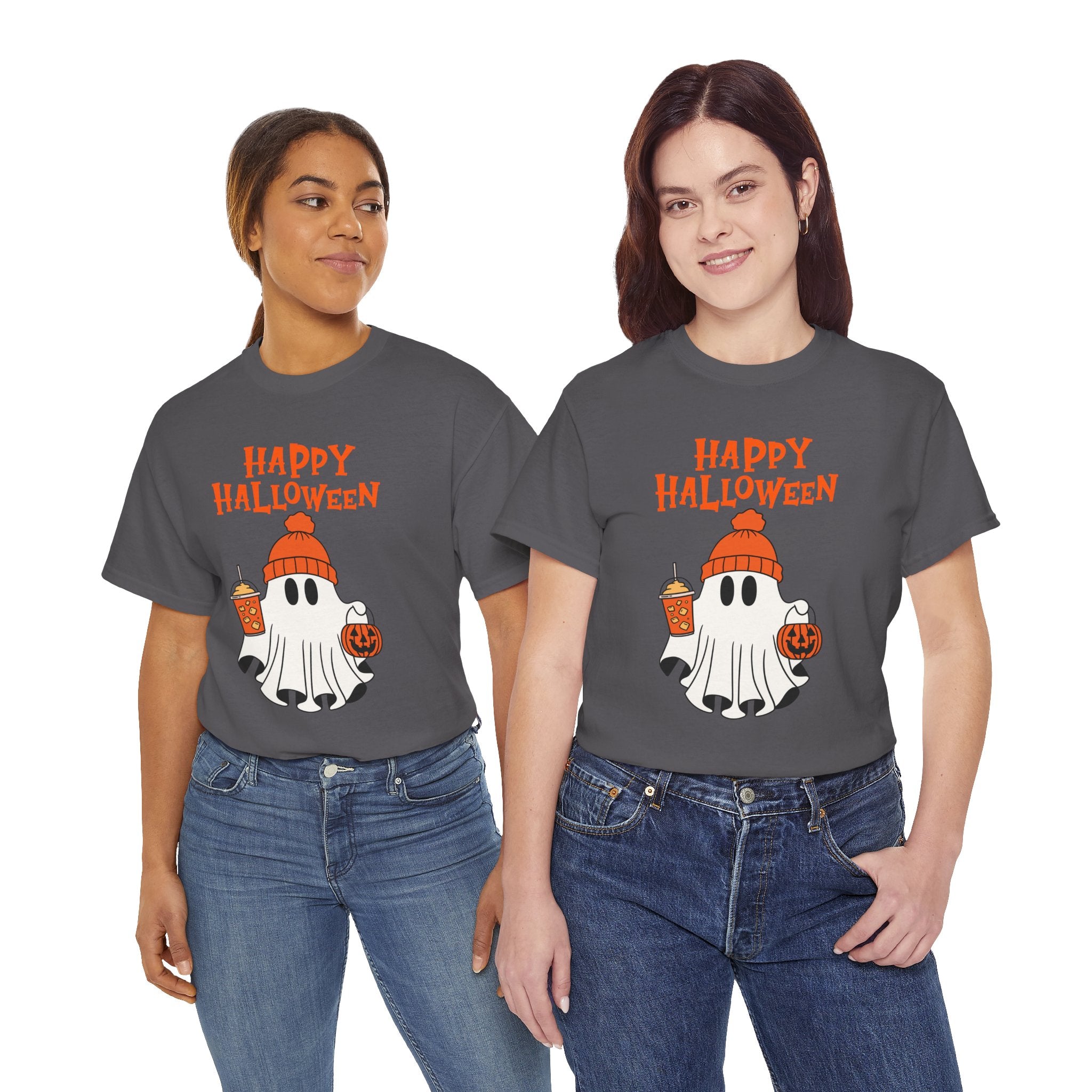 Happy Halloween Ghost Tee, Unisex Cotton T-Shirt, Halloween Apparel, Fall Fashion, Cute Halloween Gift, Ghost Tee