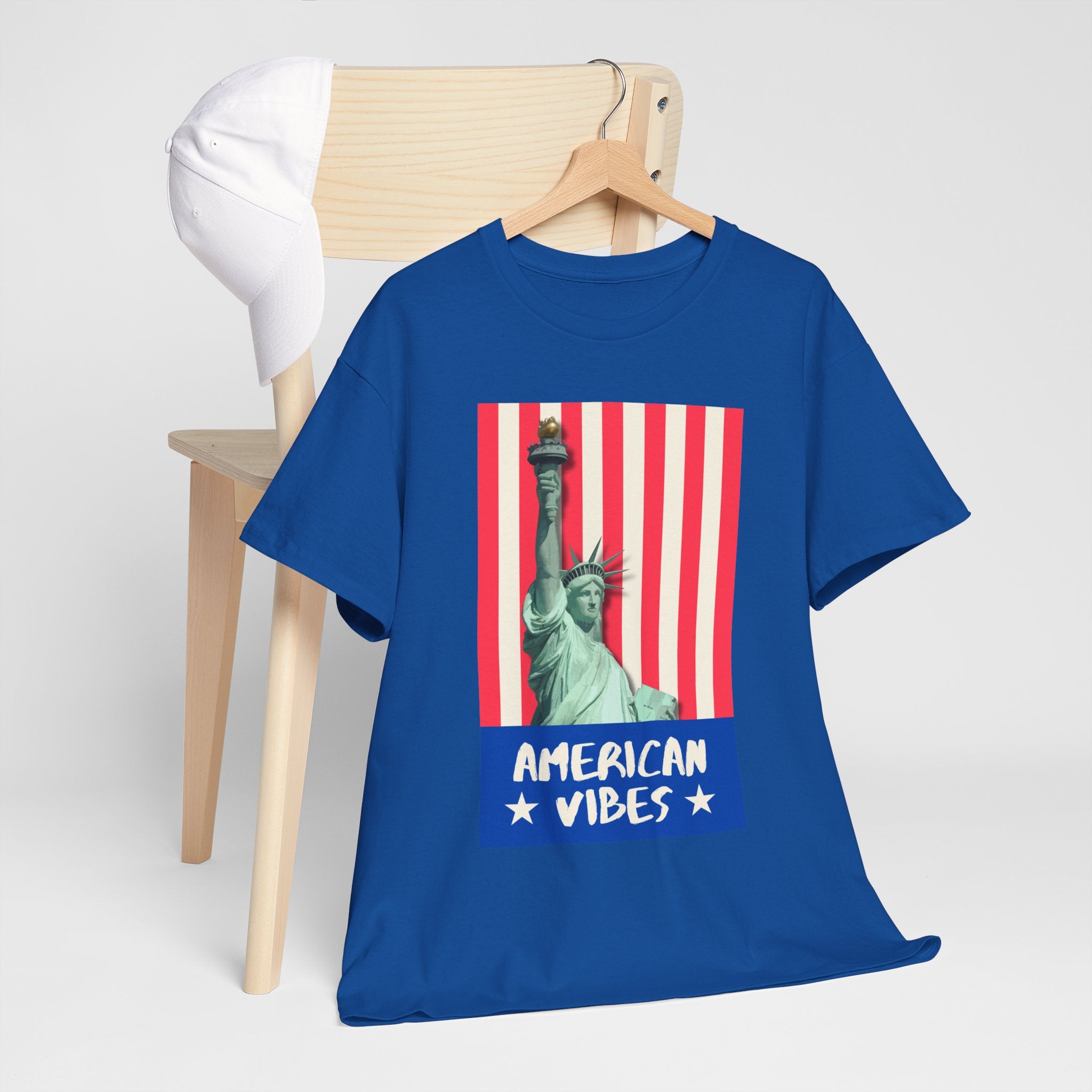 American Vibes Unisex Heavy Cotton Tee, Patriotic Shirt, Gift for Veterans, Independence Day Apparel, Summer Casual Wear