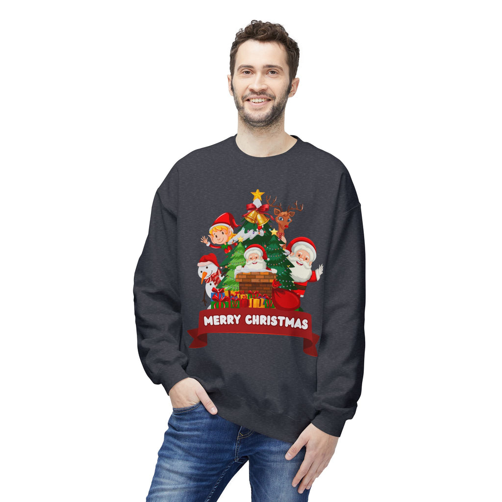 Festive Christmas Sweatshirt, Cozy Holiday Crewneck, Merry Christmas Gift, Family Matching Sweatshirt, Winter Apparel, Santa Design