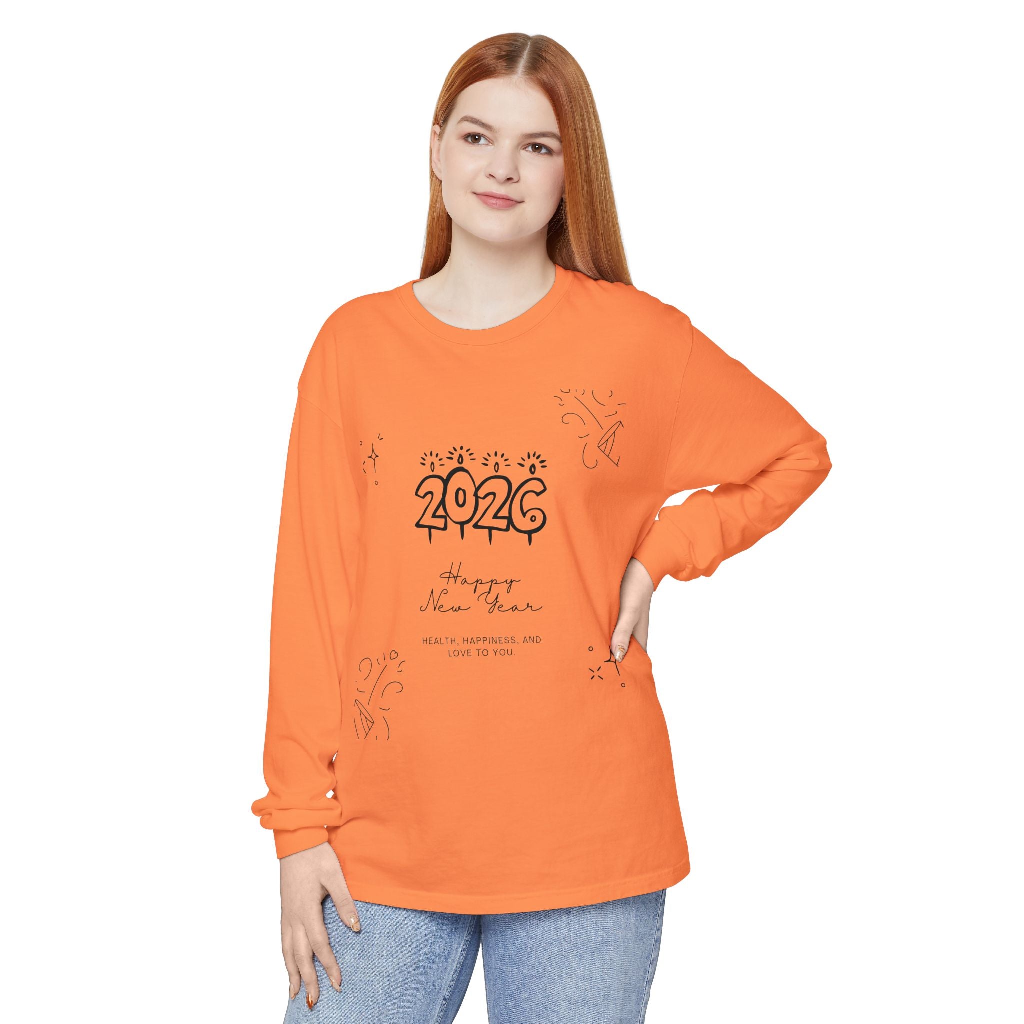2026 Happy New Year Long Sleeve T-Shirt | Cozy Holiday Top, Unisex Style, Celebration Apparel, Gift for Him/Her, Festive Fashion