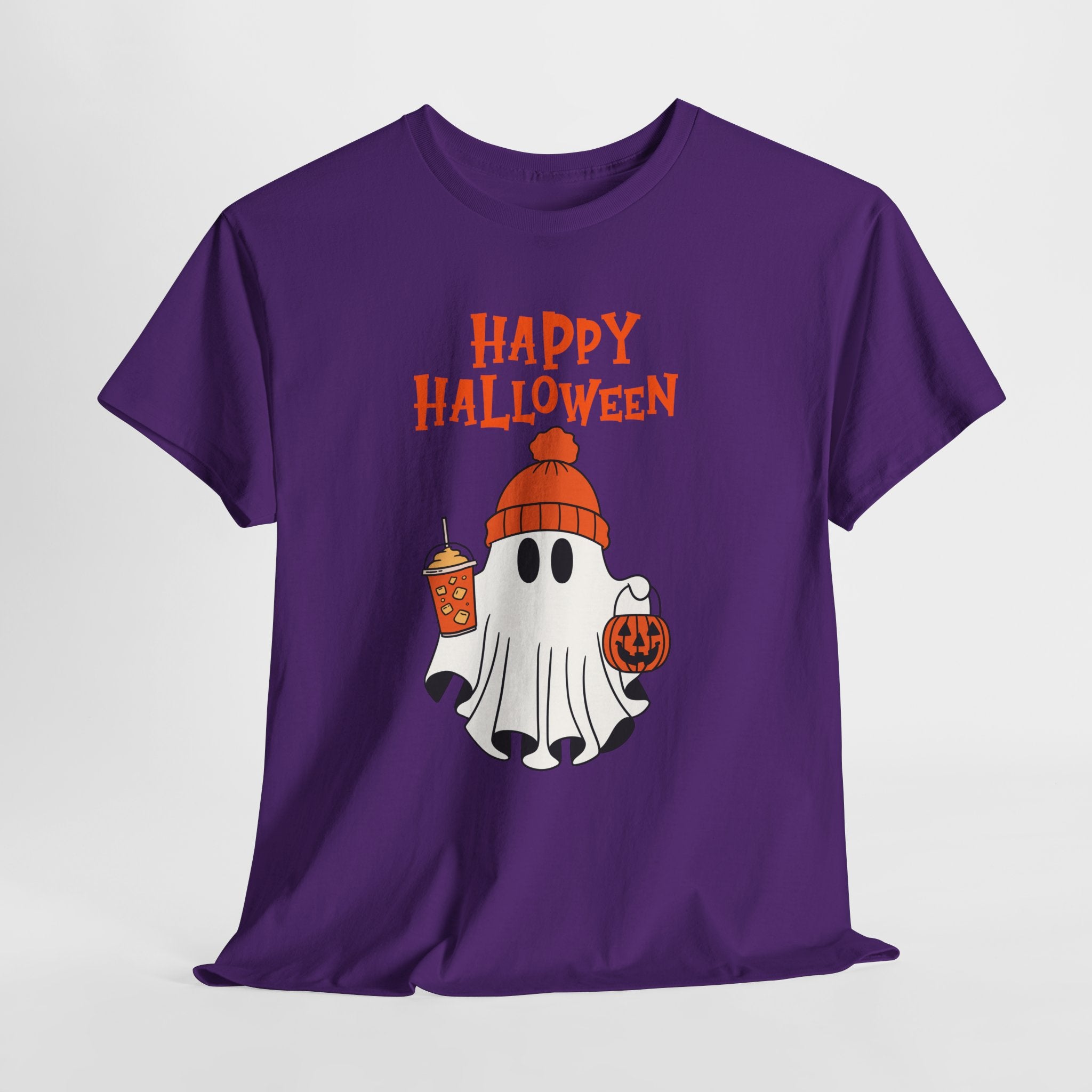 Happy Halloween Ghost Tee, Unisex Cotton T-Shirt, Halloween Apparel, Fall Fashion, Cute Halloween Gift, Ghost Tee