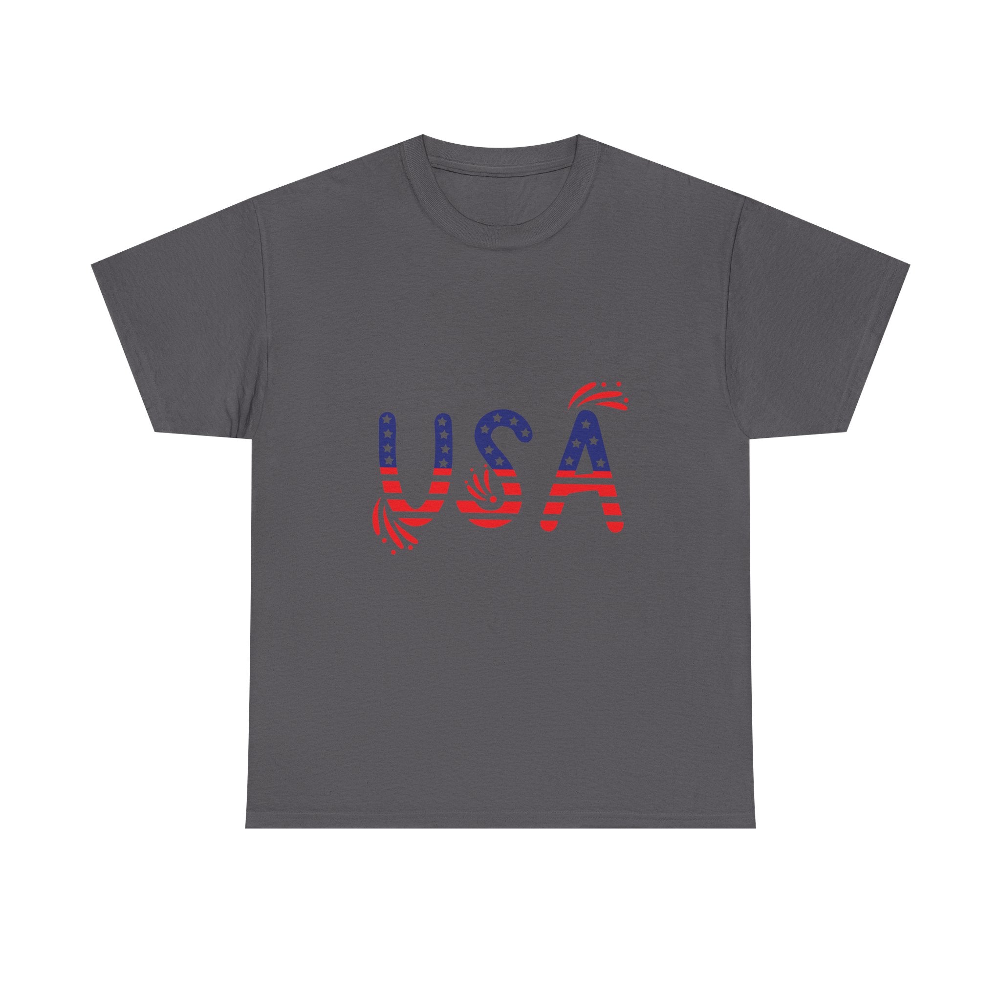 Patriotic USA Tee - Unisex Heavy Cotton T-Shirt for Independence Day, Barbecues, Festivals, Casual Wear, Gift